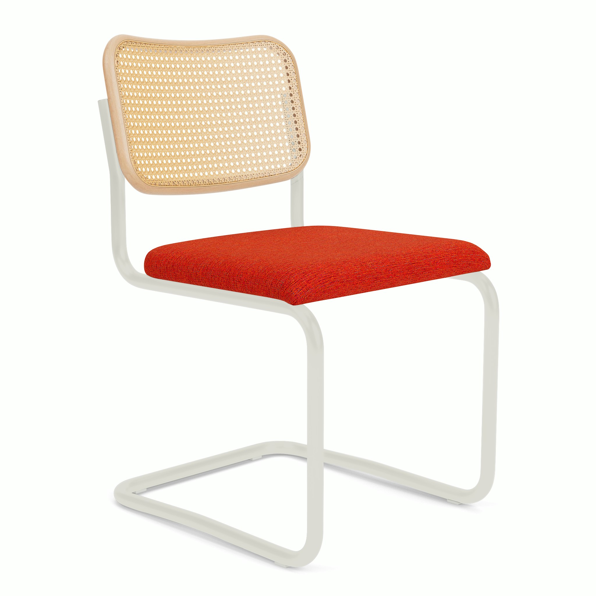 Cesca Upholstered Chair - Natural Beech,  Side Chair ,  Seat Pad,  diva,  poppy,  white frame