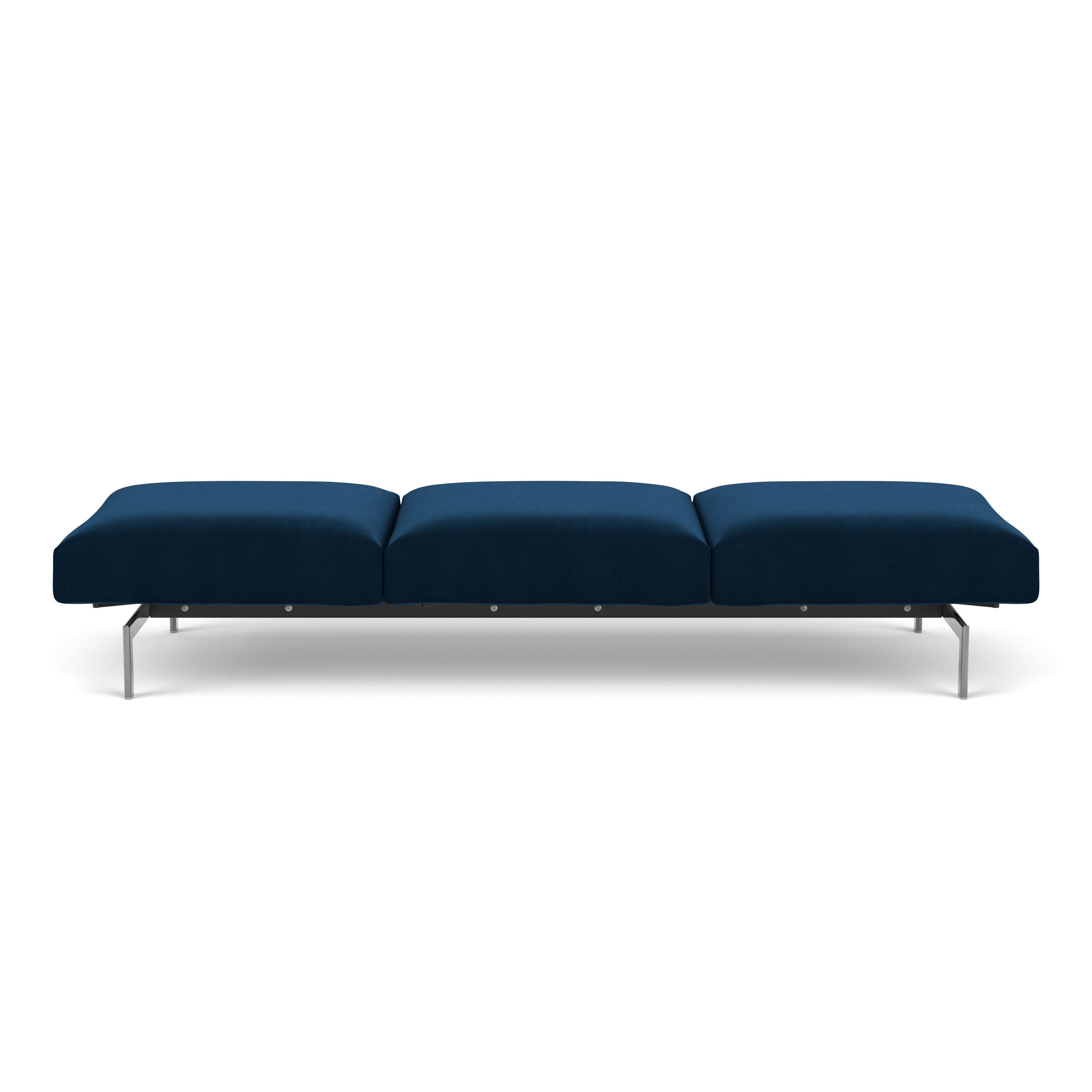 Avio Bench - Three Seater, Knoll Velvet, Aviator, Polished Chrome