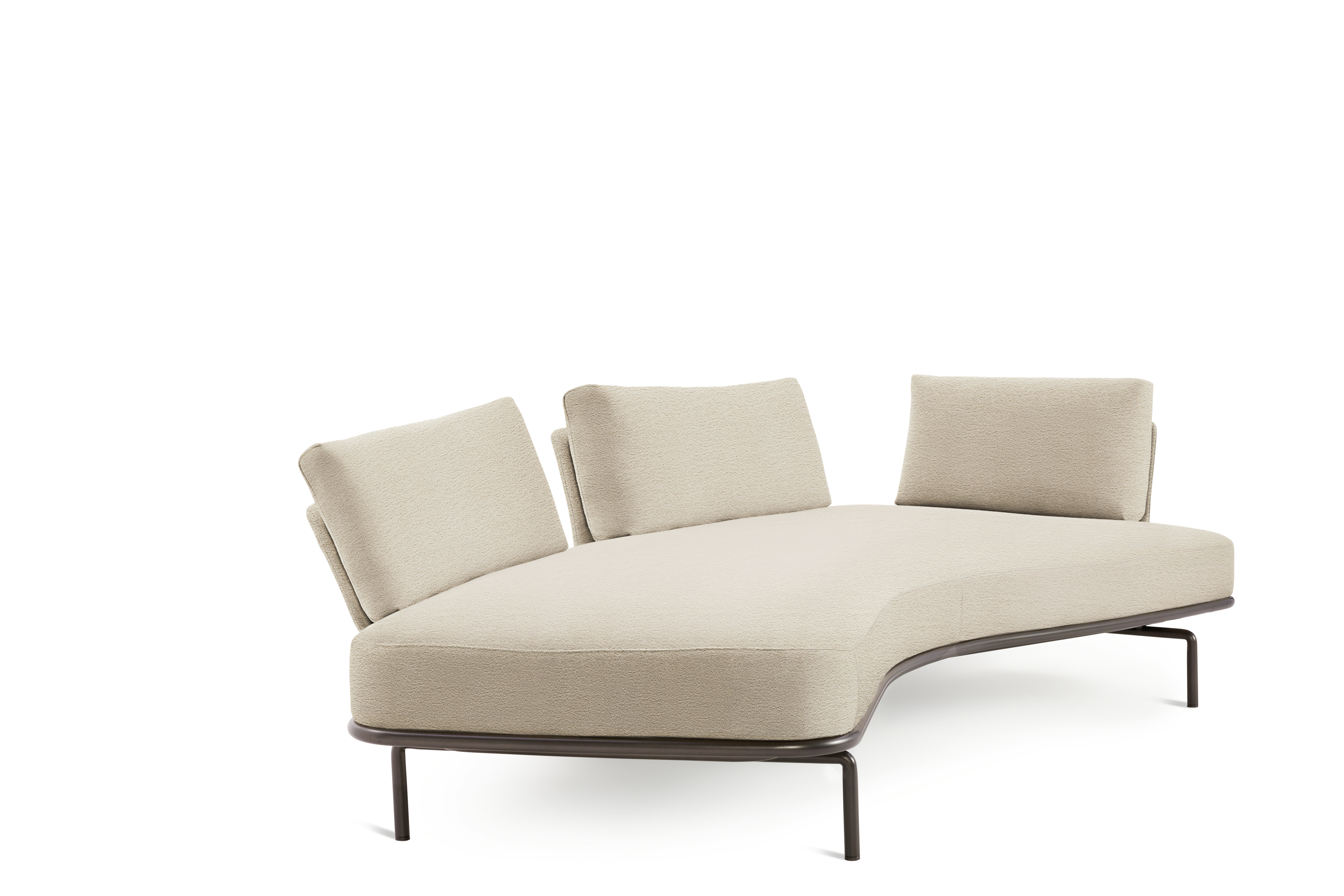 Panoramic Sofa - Right,  Small / Double Large,  Curly,  Ivory,  Charcoal