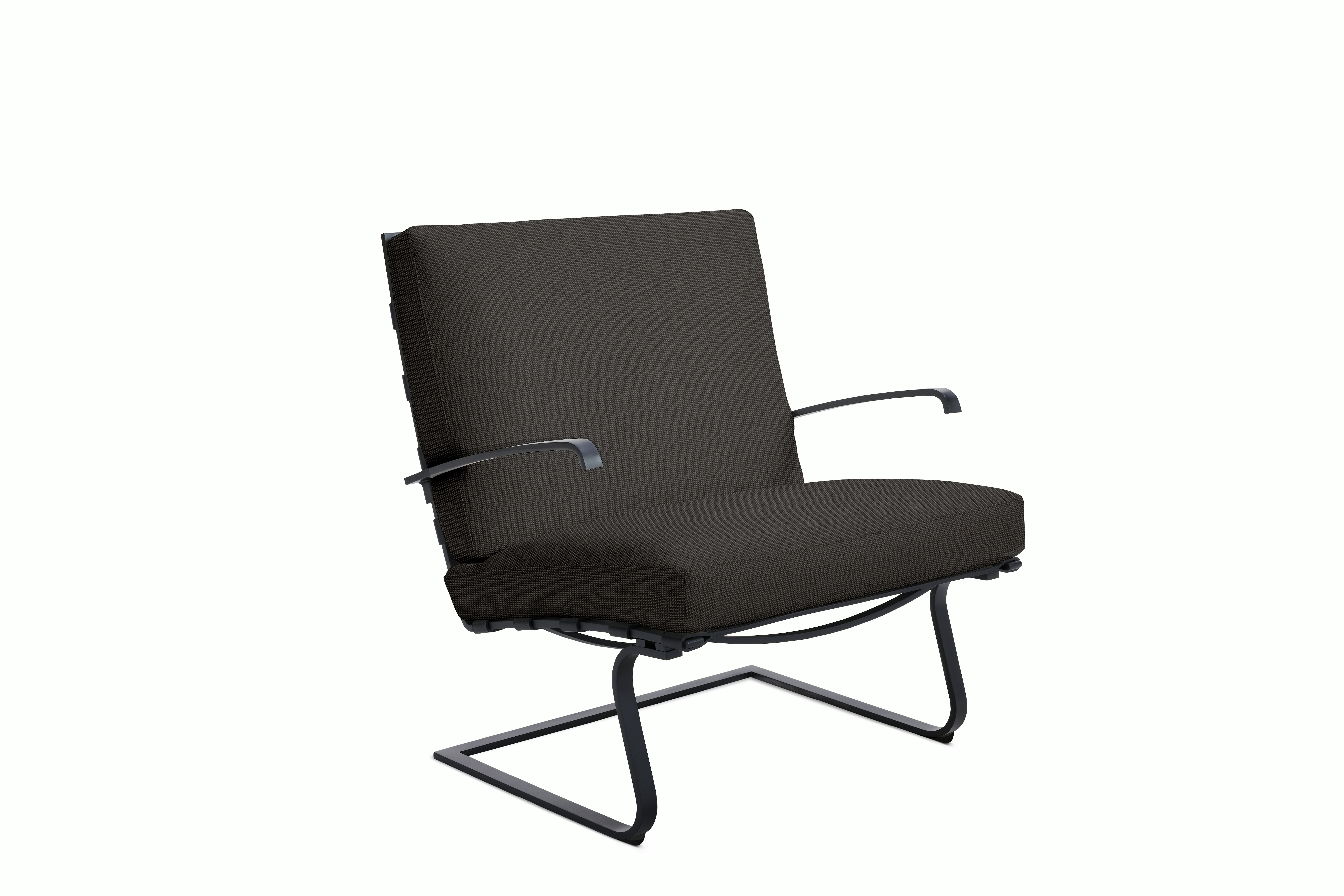 Tugendhat Chair in Cato,  Gray with belting in Belting Leather,  Black and black frame