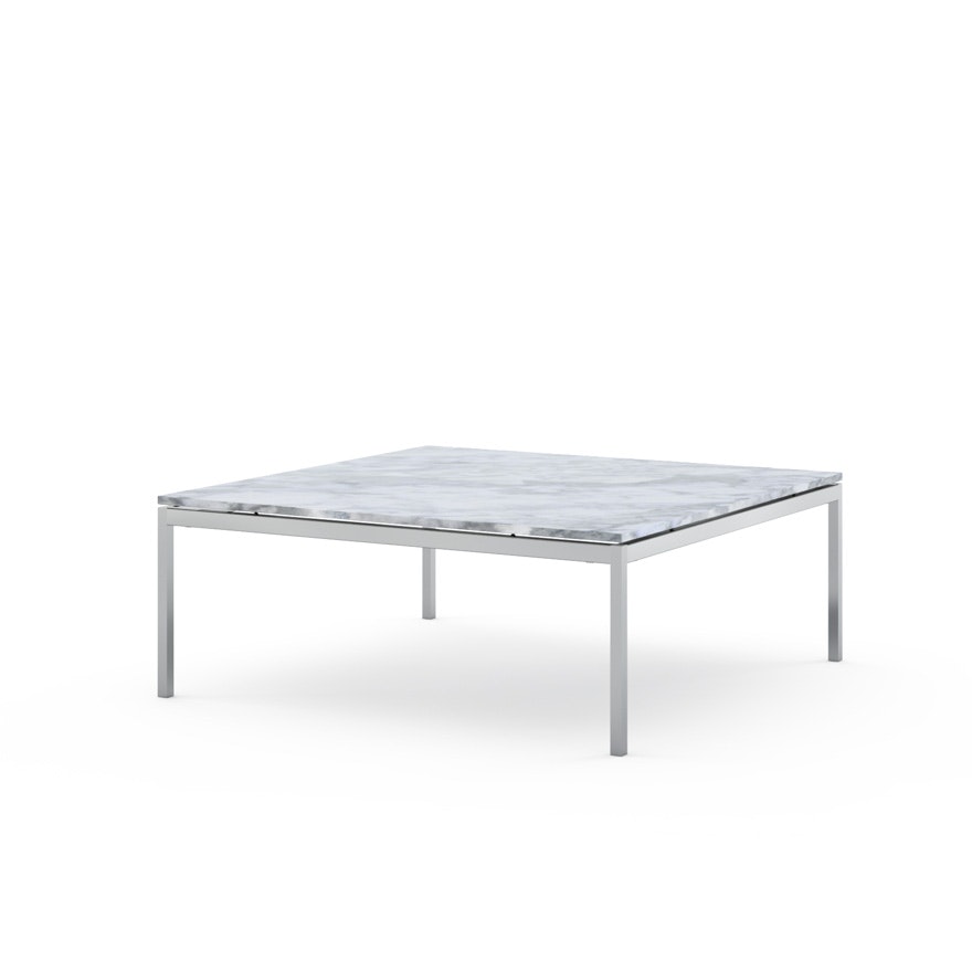 Florence Knoll Square Coffee Table - Low, 35 x 35, Satin Carrara, Polished Chrome