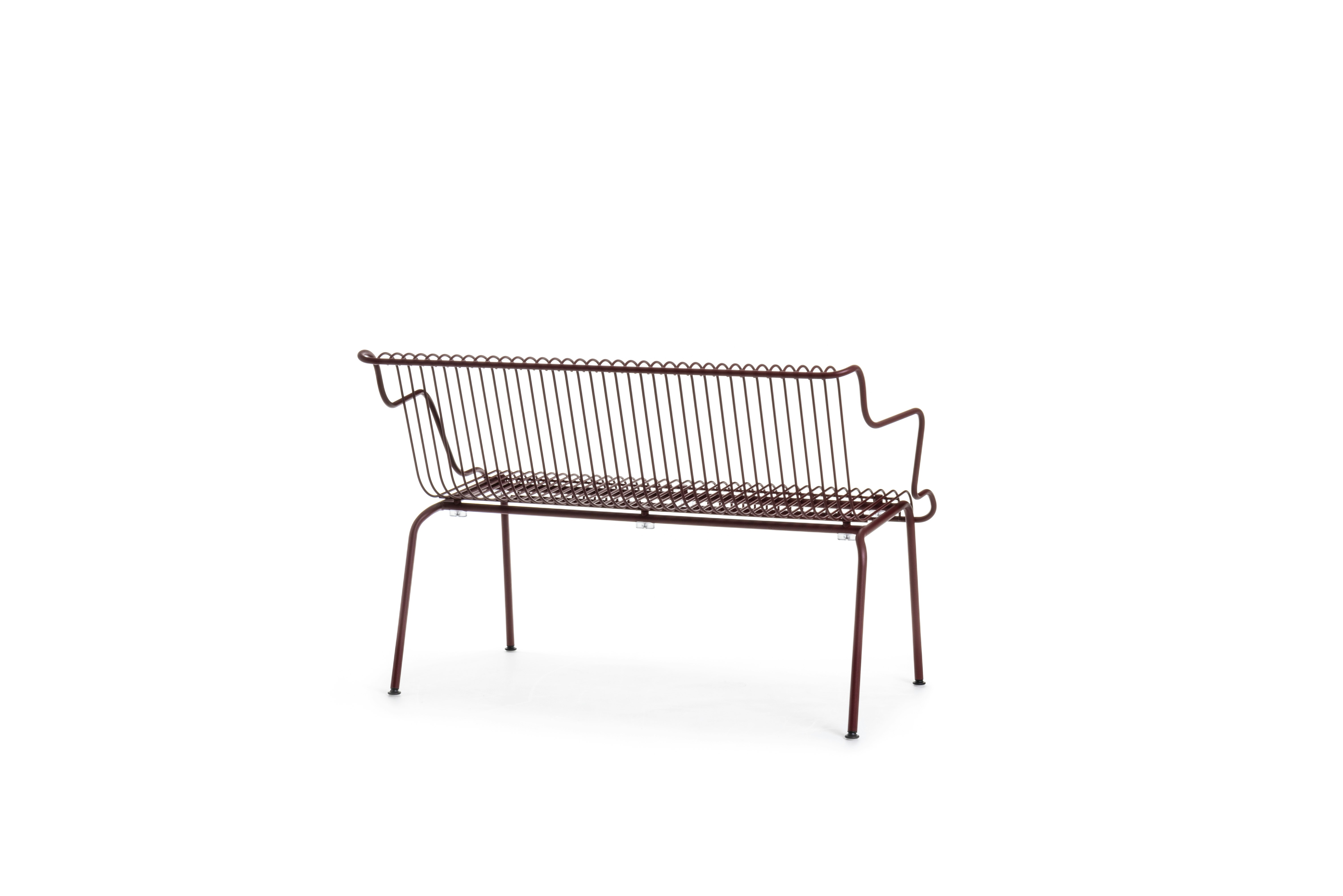 South Outdoor Dining Bench with Arms - Bordeaux