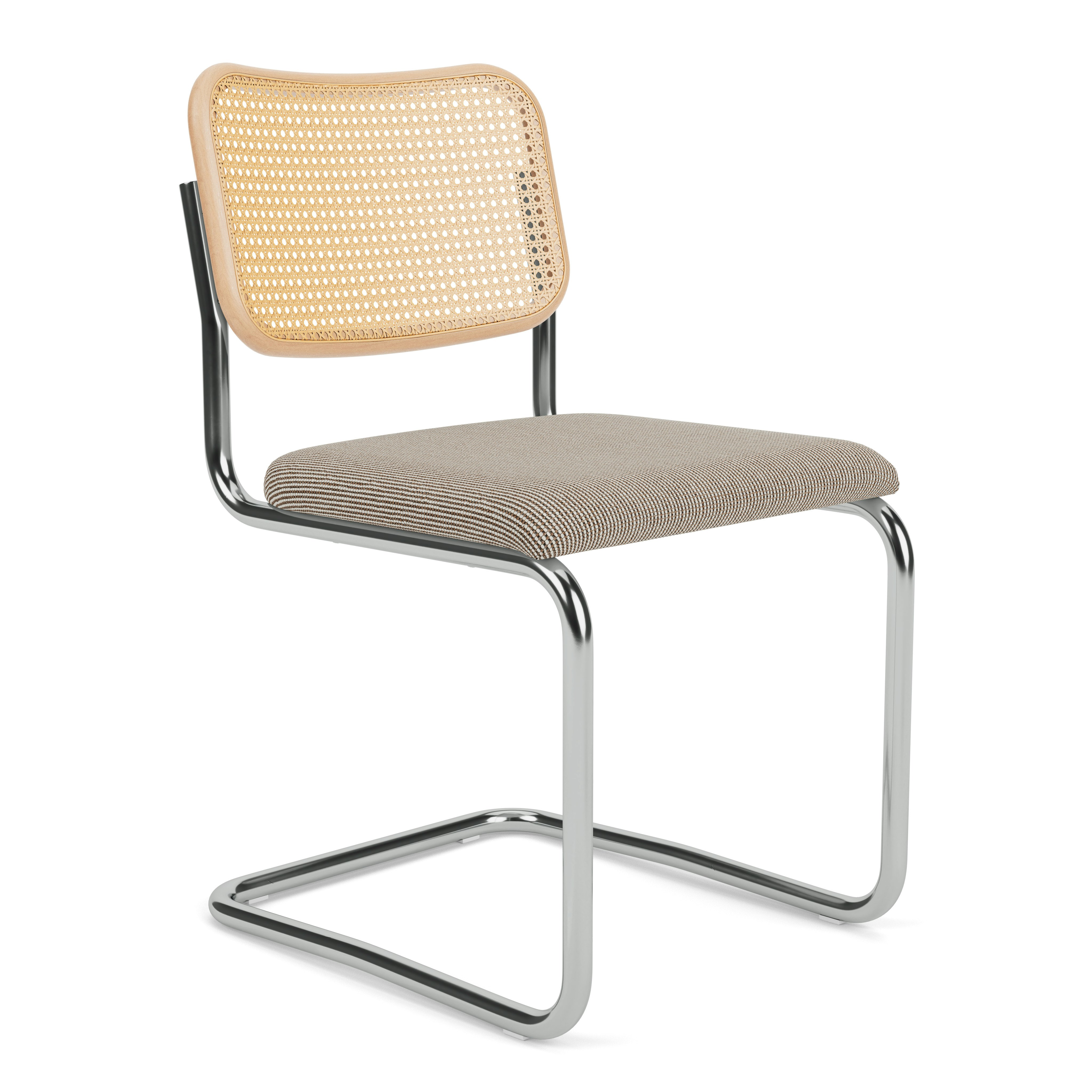 Cesca Side Chair, Caned \ Natural BeechBack, Upholstered Seat, Cato, Sand