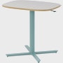 Large Passport Work Table with white surface, plywood edge and light blue base.