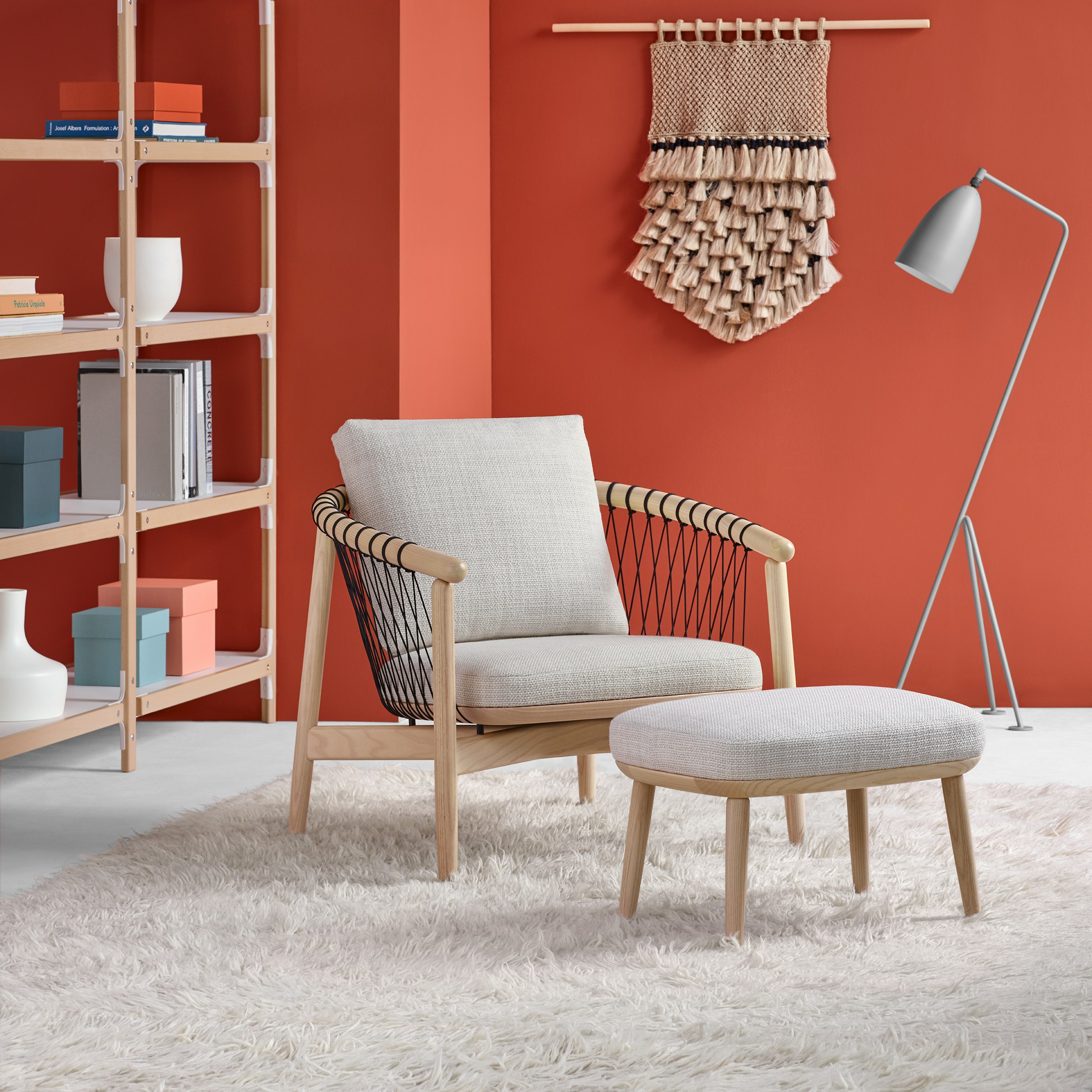 Crosshatch Chair and Ottoman