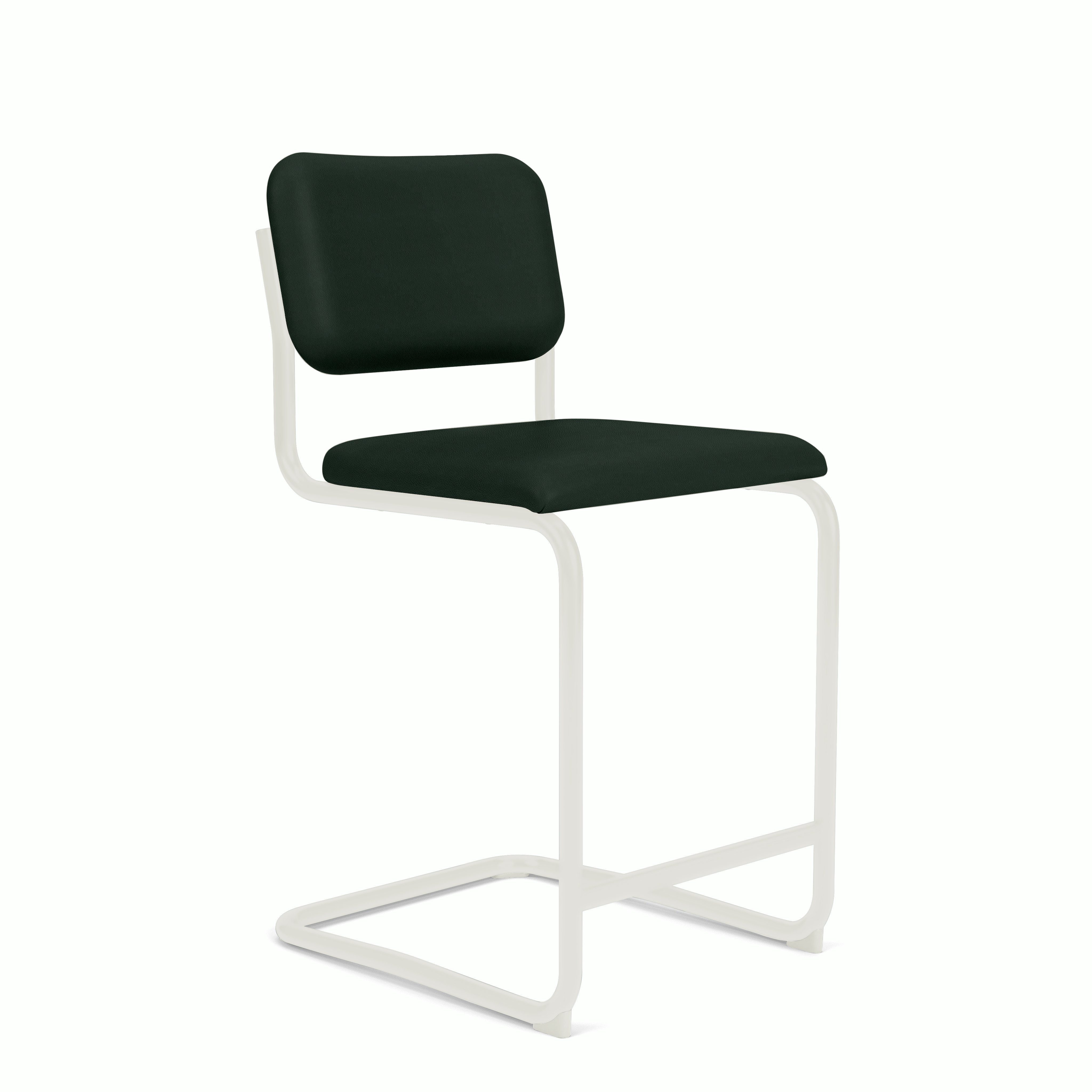 Cesca Upholstered Stool - Counter Height ,  Fully Upholstered,  ,  Volo Leather,  Arbor Shade,  white frame