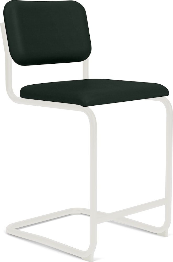 Cesca Upholstered Stool - Counter Height ,  Fully Upholstered,  ,  Volo Leather,  Arbor Shade,  white frame