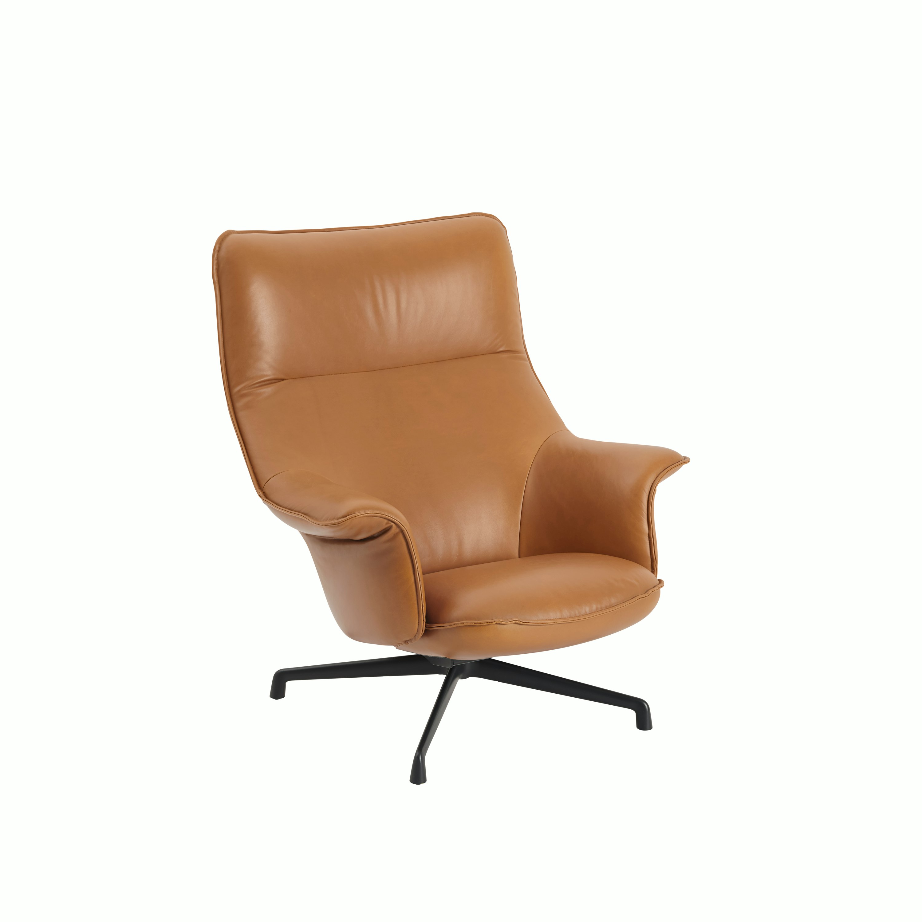 Doze lounge chair swivel refine leather cognac anthracite black muuto 5000x5000 hi res