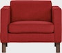 Lispenard Arm Chair in red color with 6" legs.