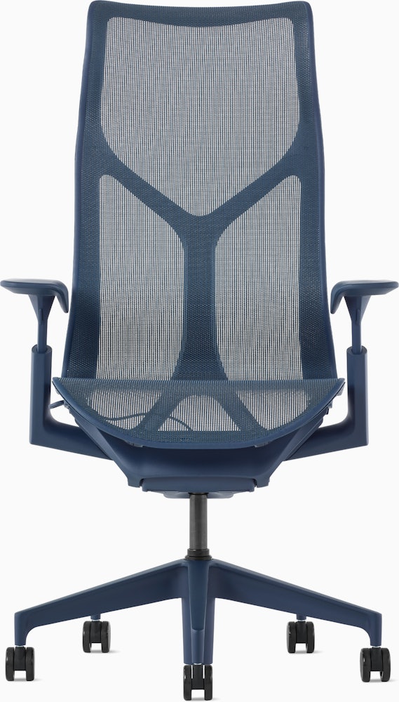 A Cosm high-back, nightfall chair with height-adjustable arms.
