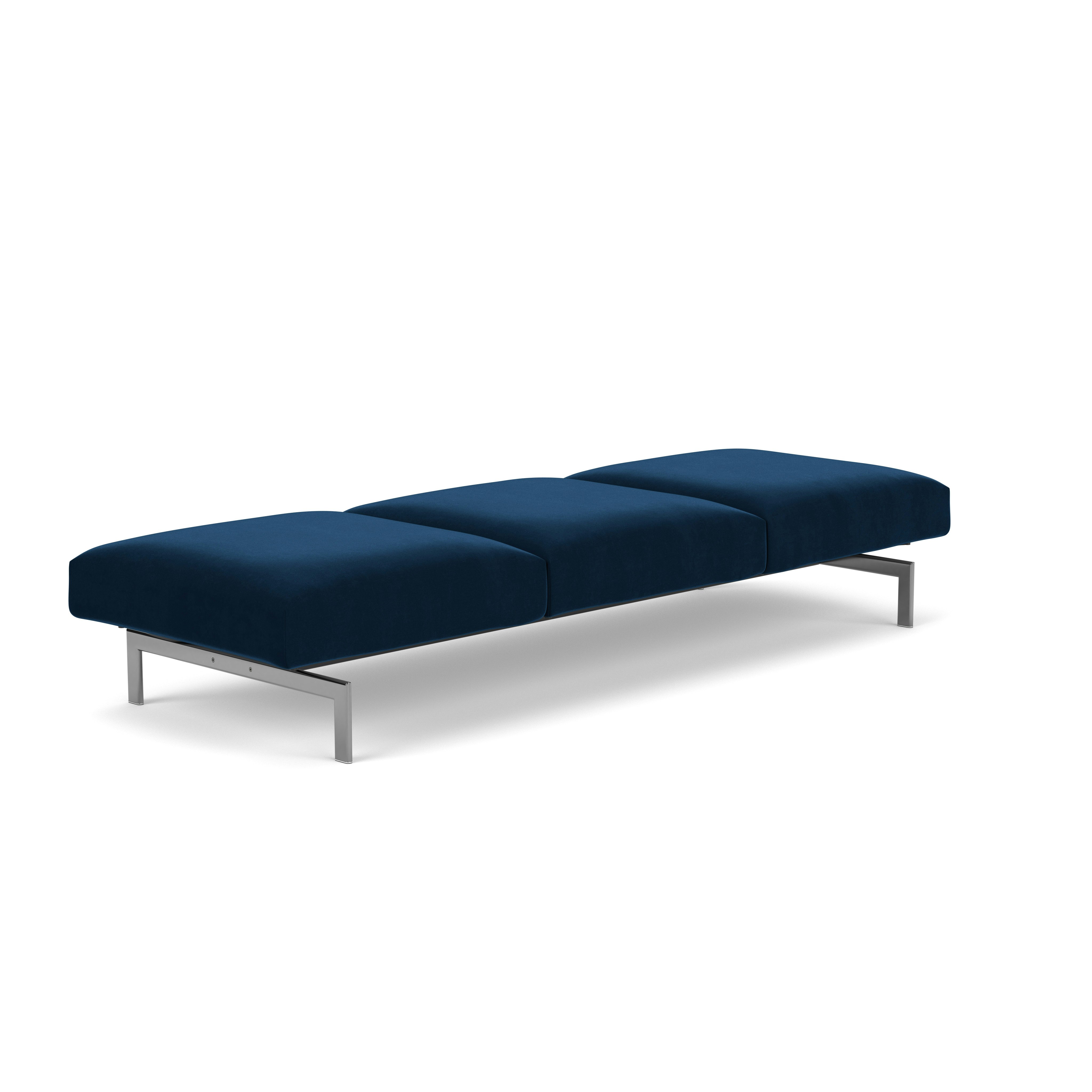 Avio Bench - Three Seater, Knoll Velvet, Aviator, Polished Chrome