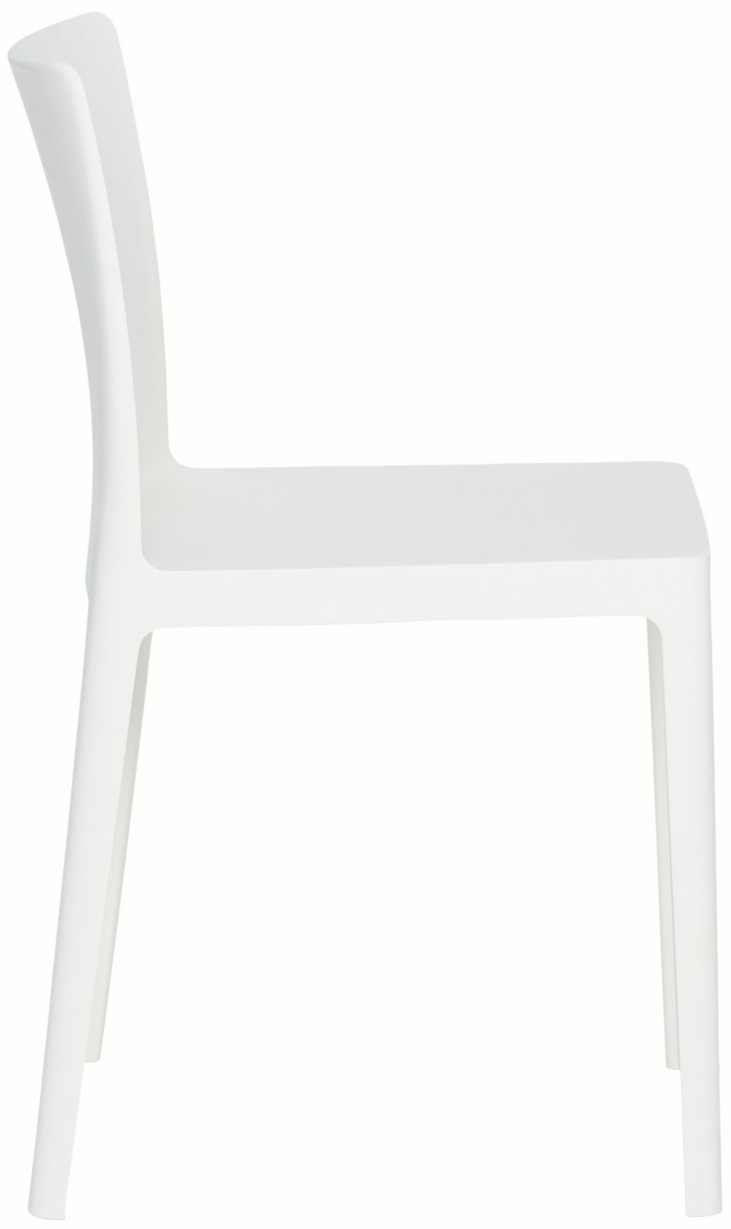 A cream white Elementaire Side Chair viewed from the side.