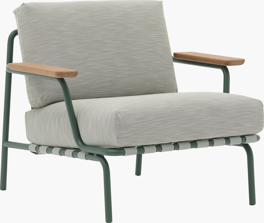 Settle Outdoor Lounge Chair - Dark Green, Ribbed Weave, Thistle