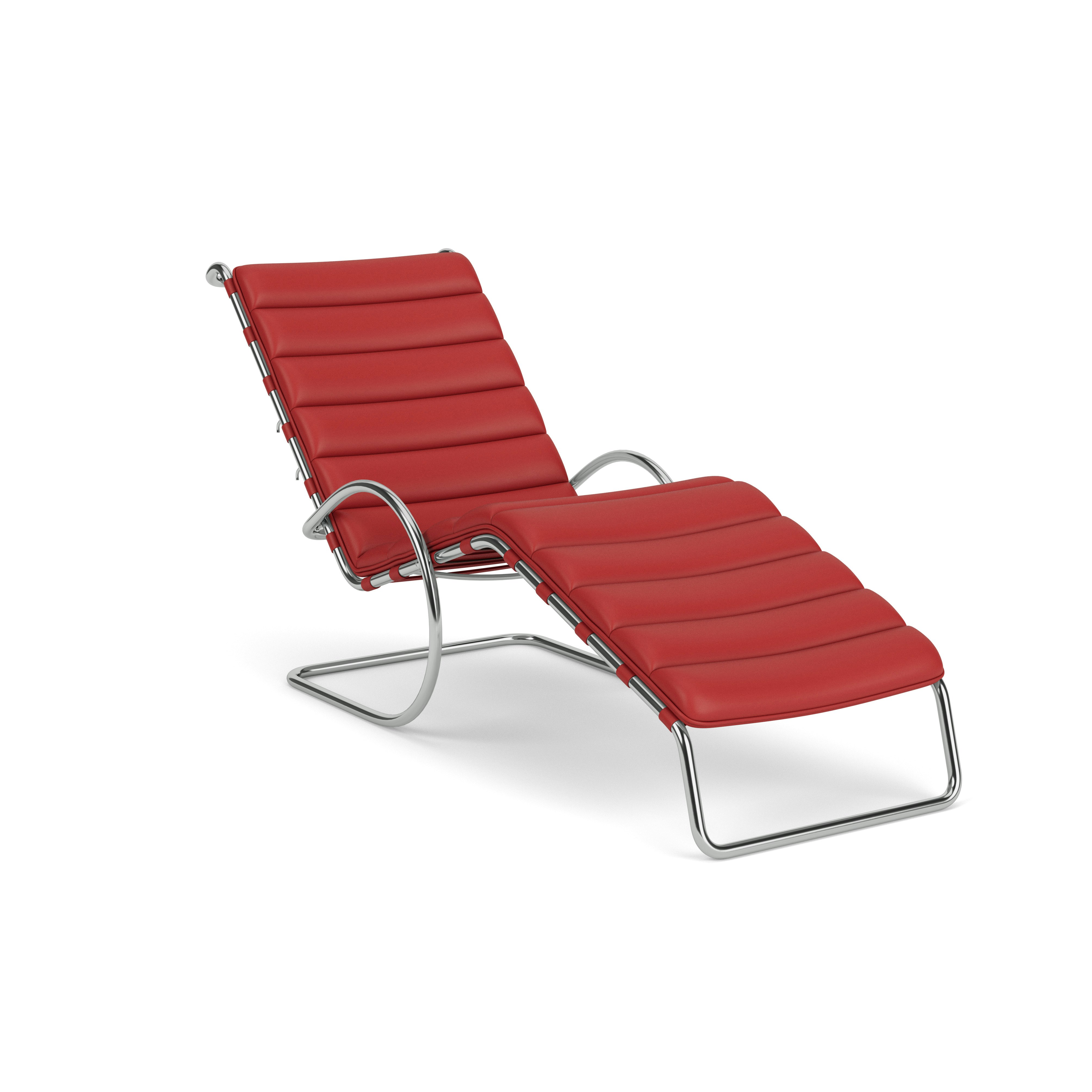 MR Adjustable Chaise - Acqua Leather, Red Sea, Polished Chrome