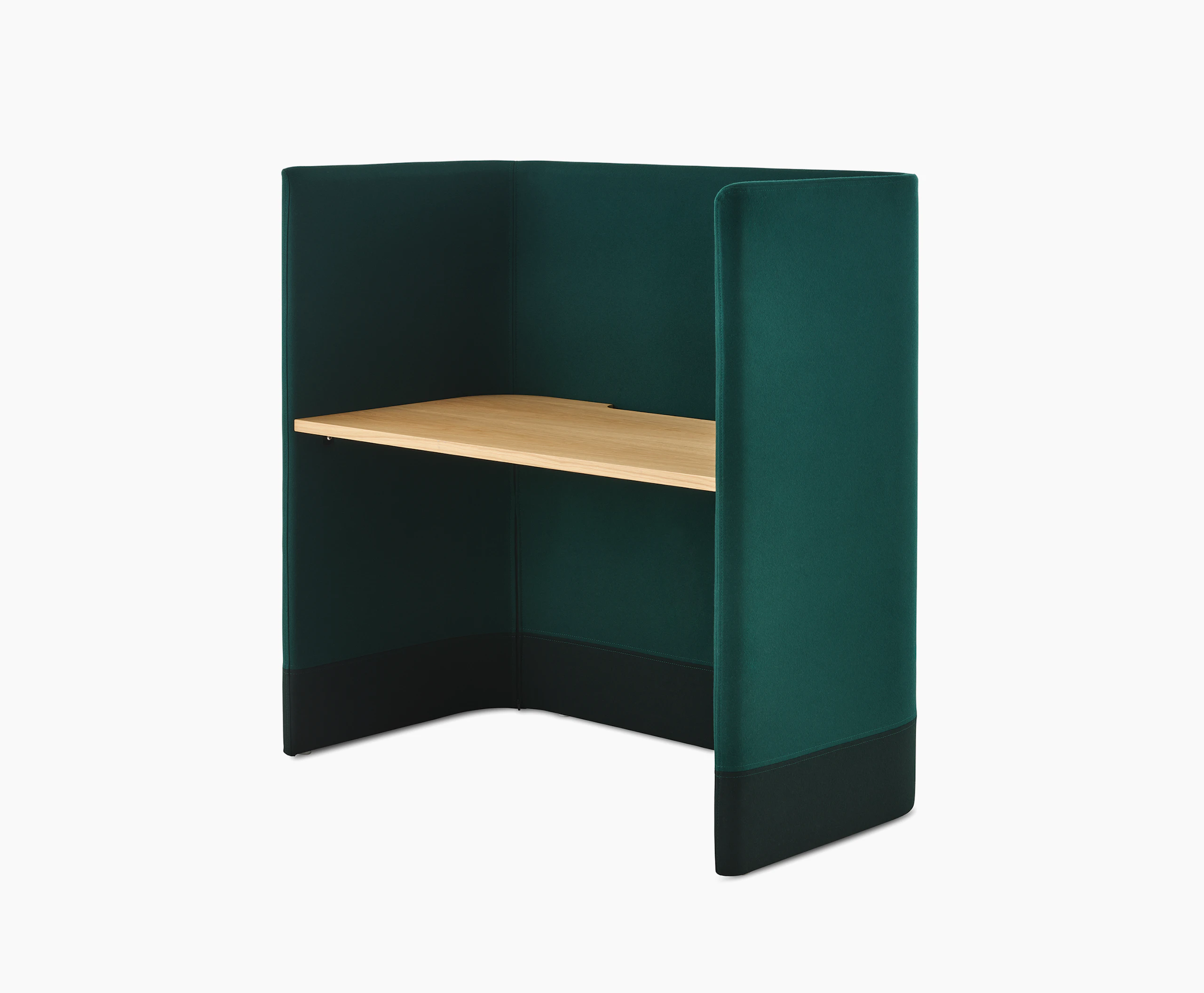 Whitesweep of Pullman Desk upholstered in dark green fabric with an oak desk.