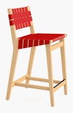 Risom Stool - Counter Height, Maple, Black, Red Cotton