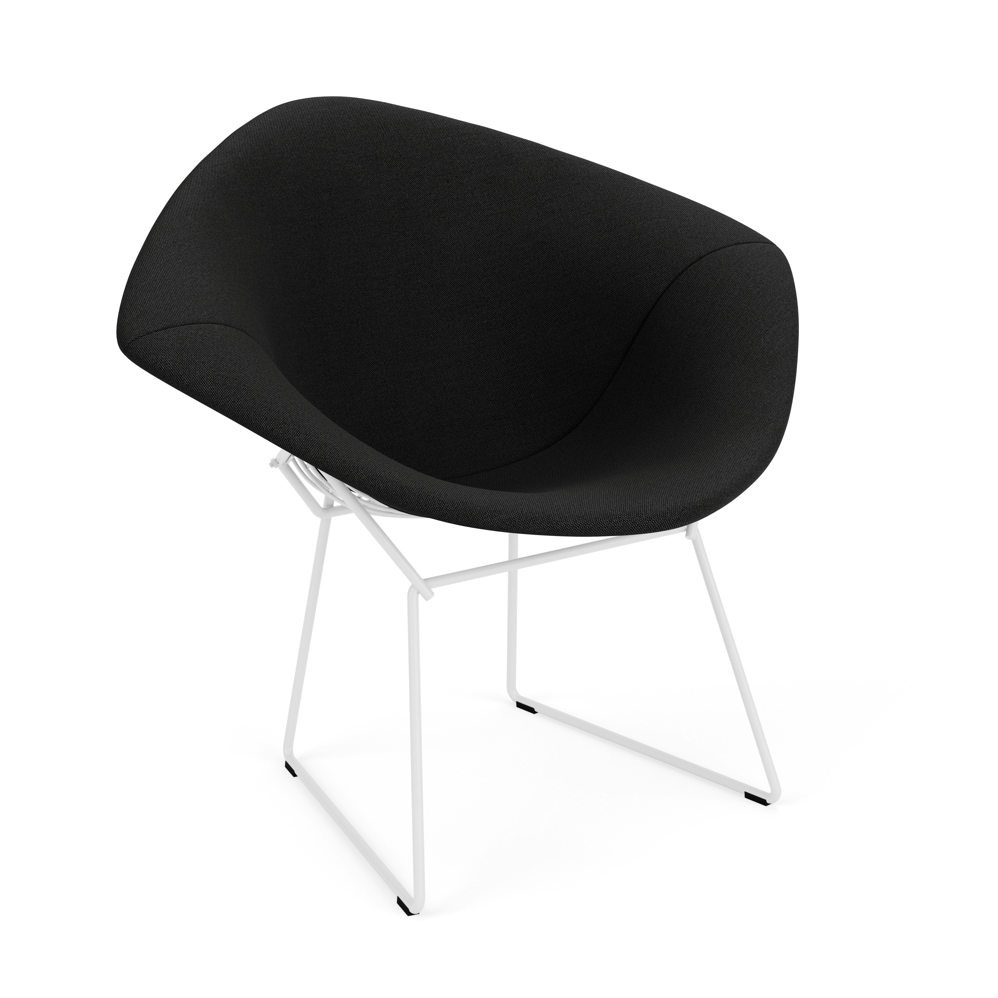 Bertoia Diamond Chair, White, Full Cover, Hourglass, Caviar