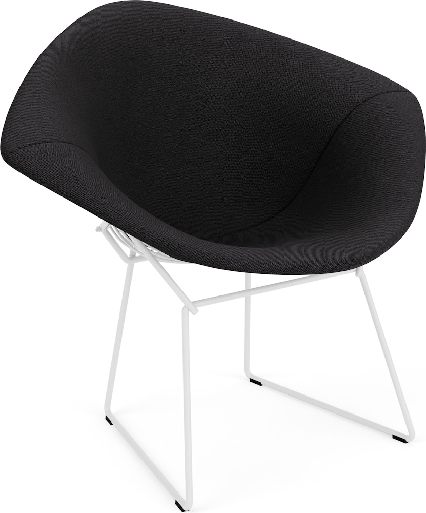 Bertoia Diamond Chair, White, Full Cover, Hourglass, Caviar