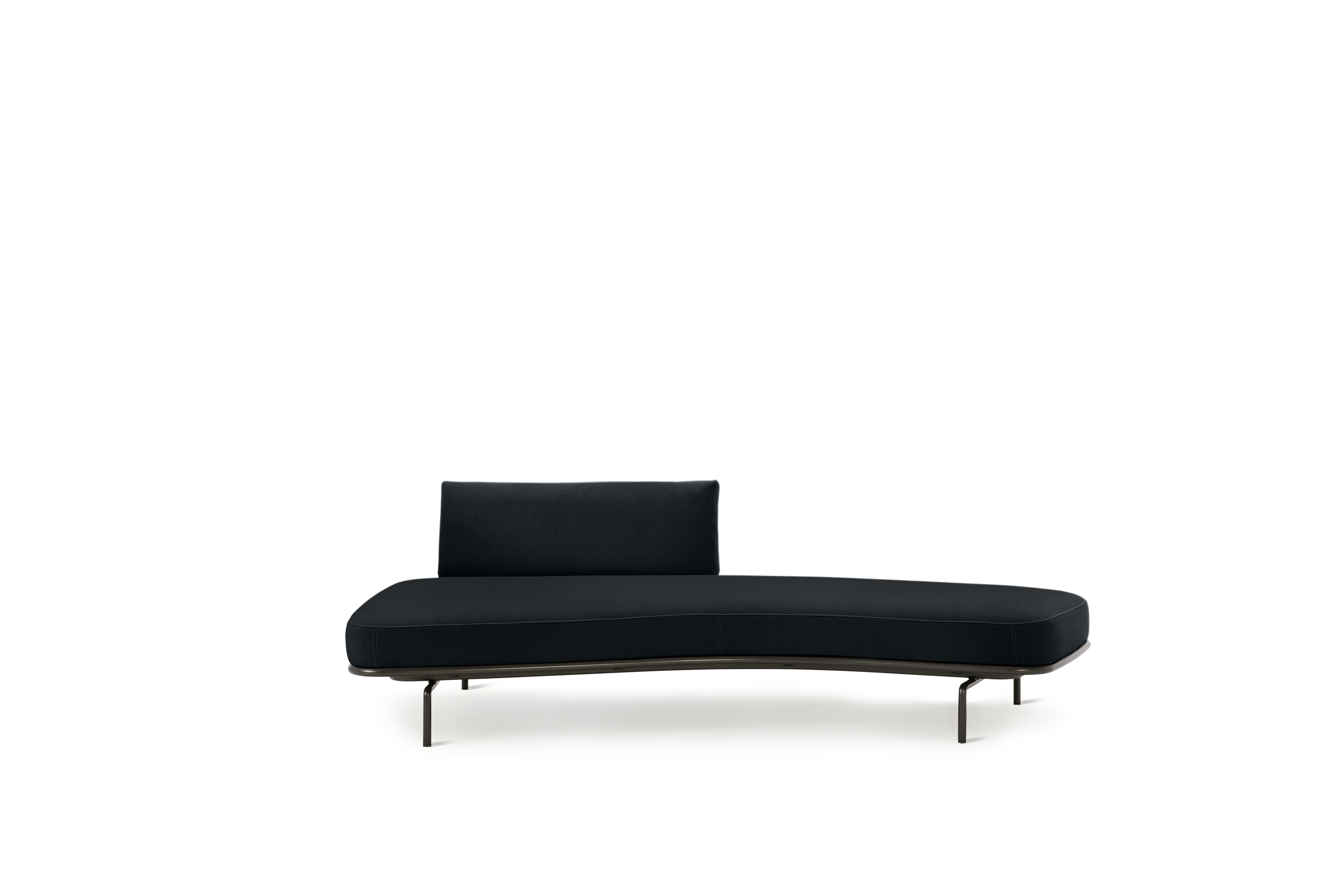 Panoramic Sofa - Left,  Single Large,  Volo Leather,  Black,  Charcoal