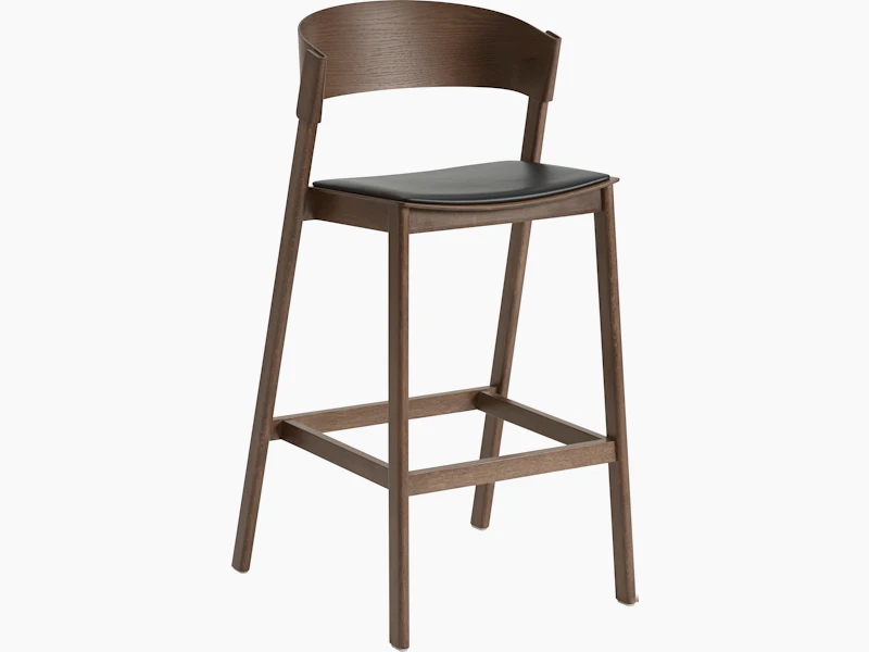Cover bar stool 75 stained dark brown refine leather black Muuto 6192x6192 org