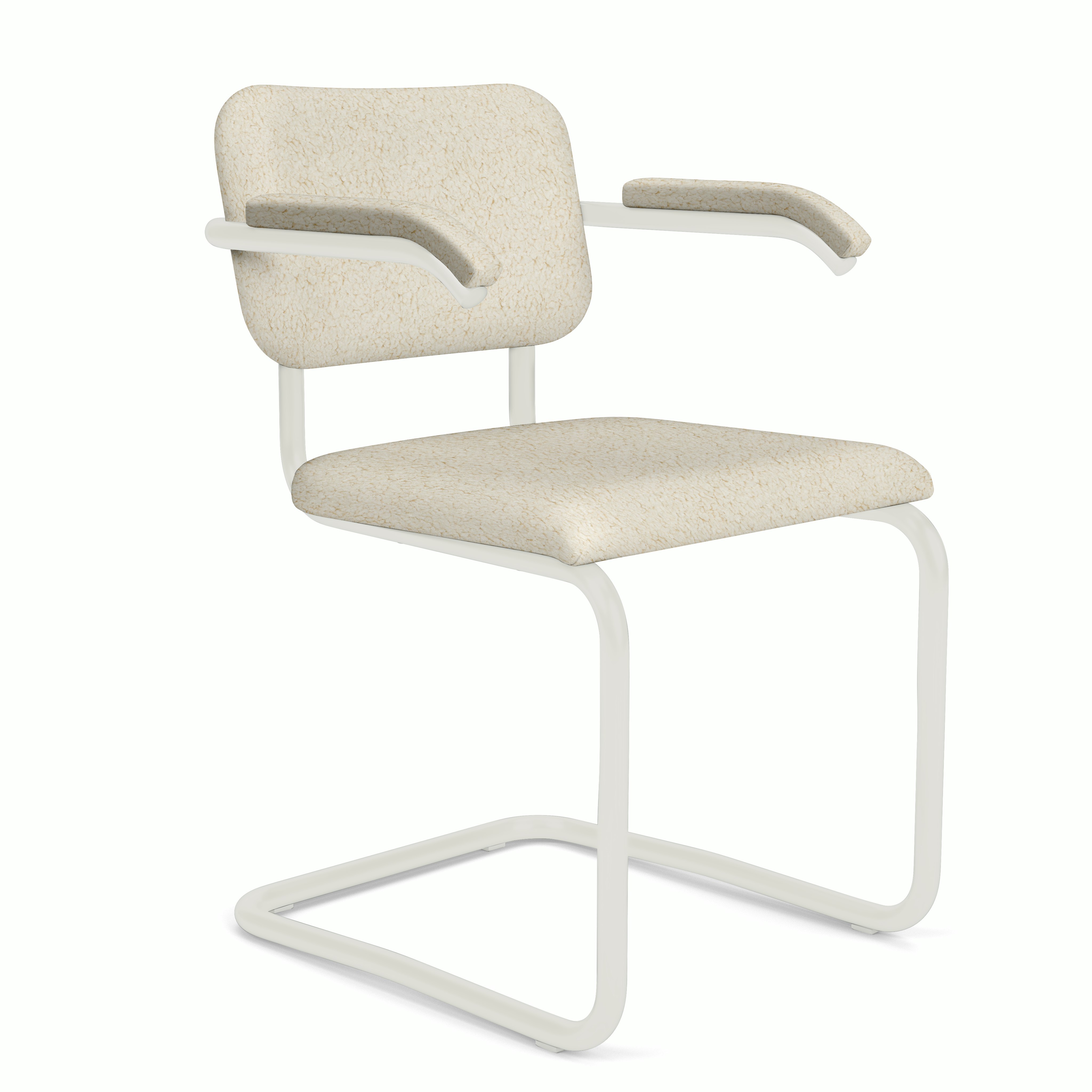 Cesca Upholstered Chair - Armchair,  Fully Upholstered,  Puff,  cloud,  white