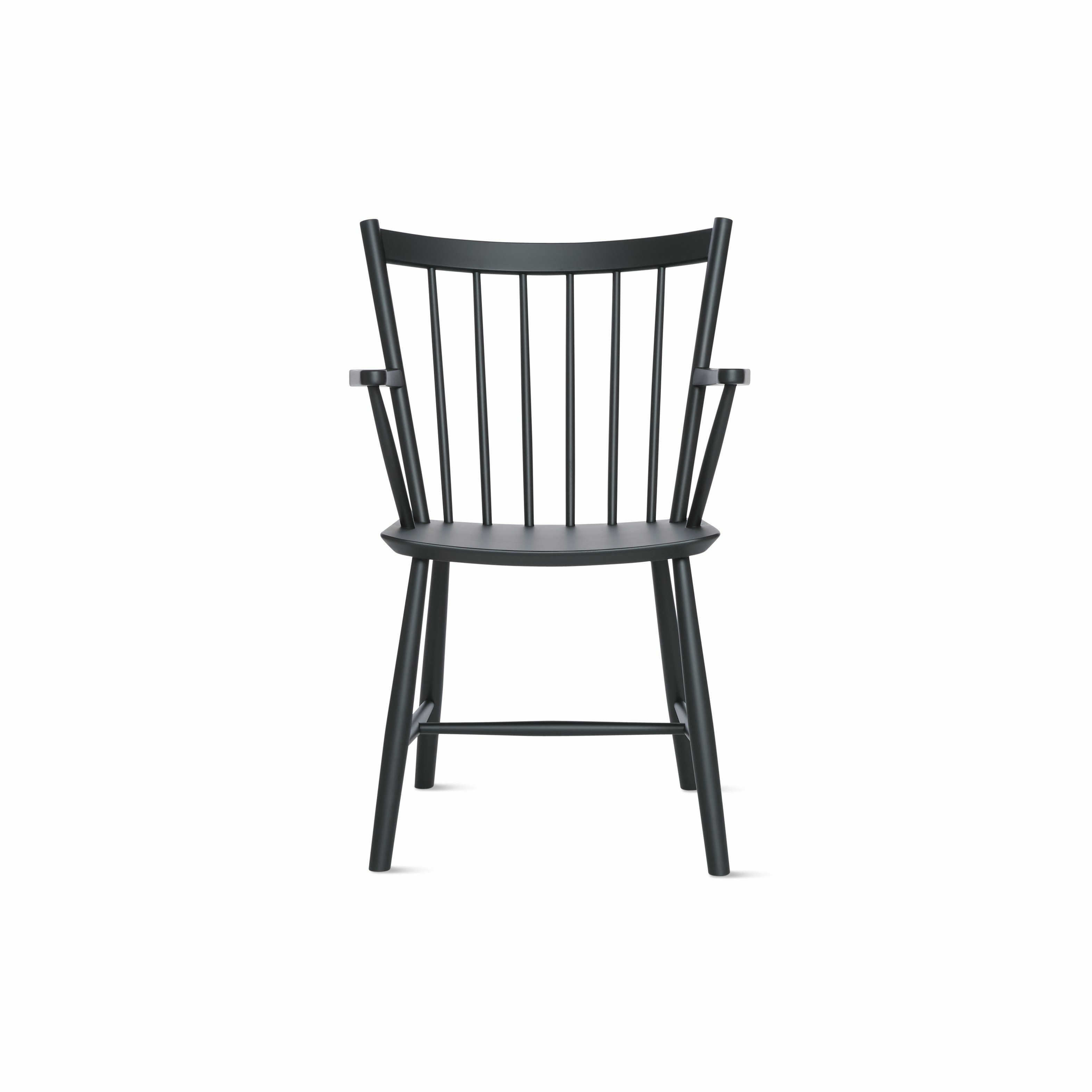 A black J 42 Armchair viewed from the front