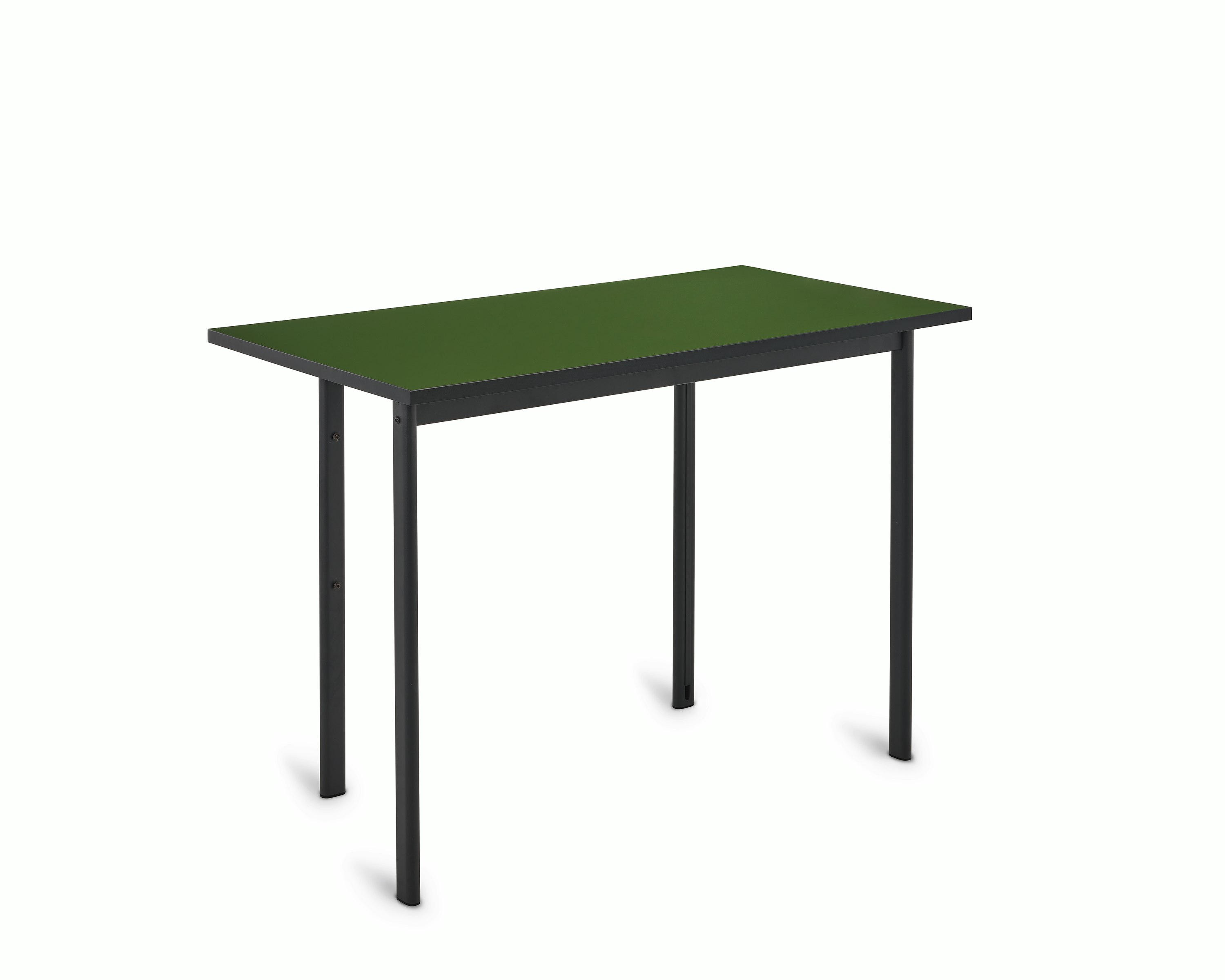Angle view of Mode desk in black with pesto top.