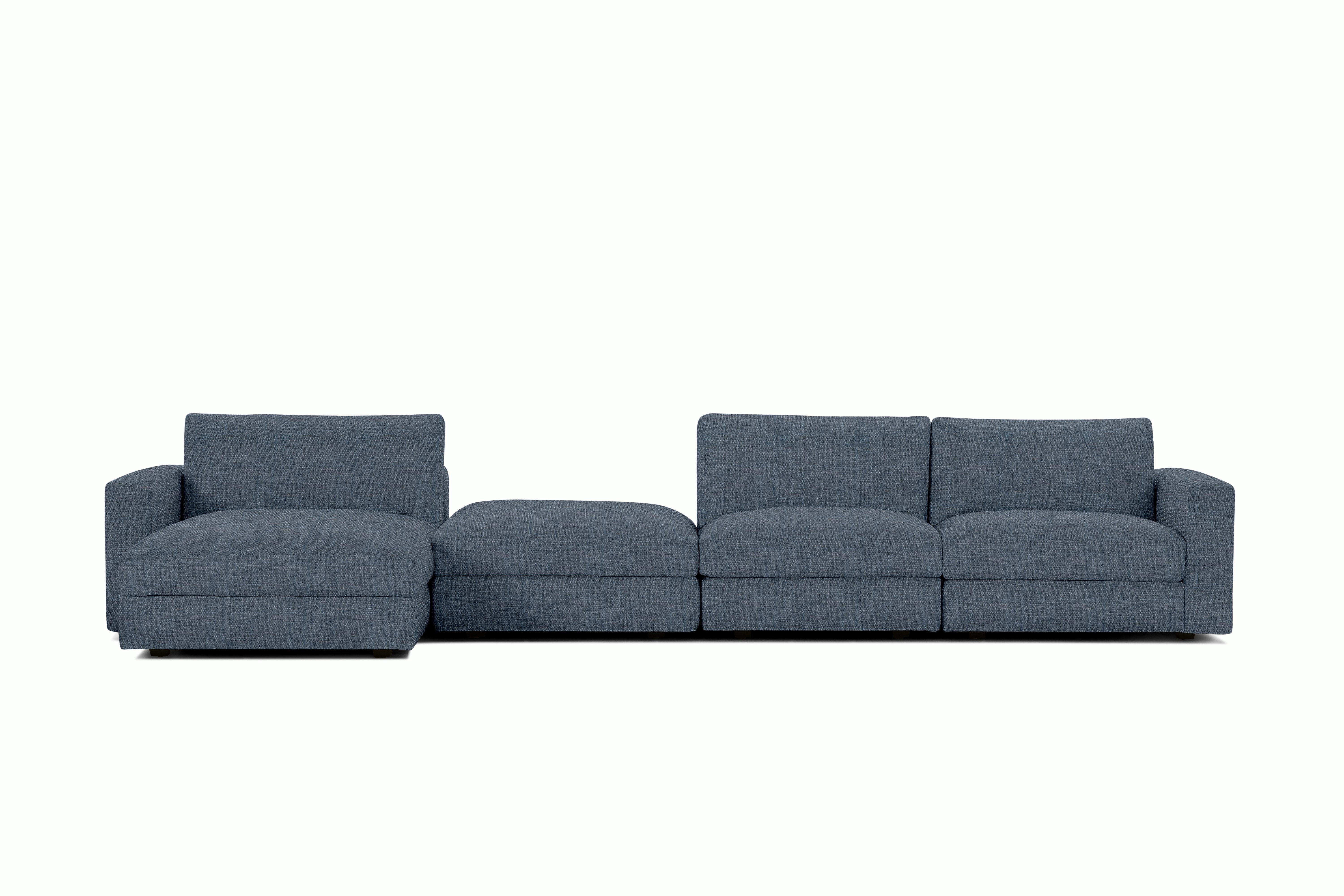 Reid Sectional - Sectional With Ottoman,  Left,  Crypton Robusta,  Blue,  1" Block"