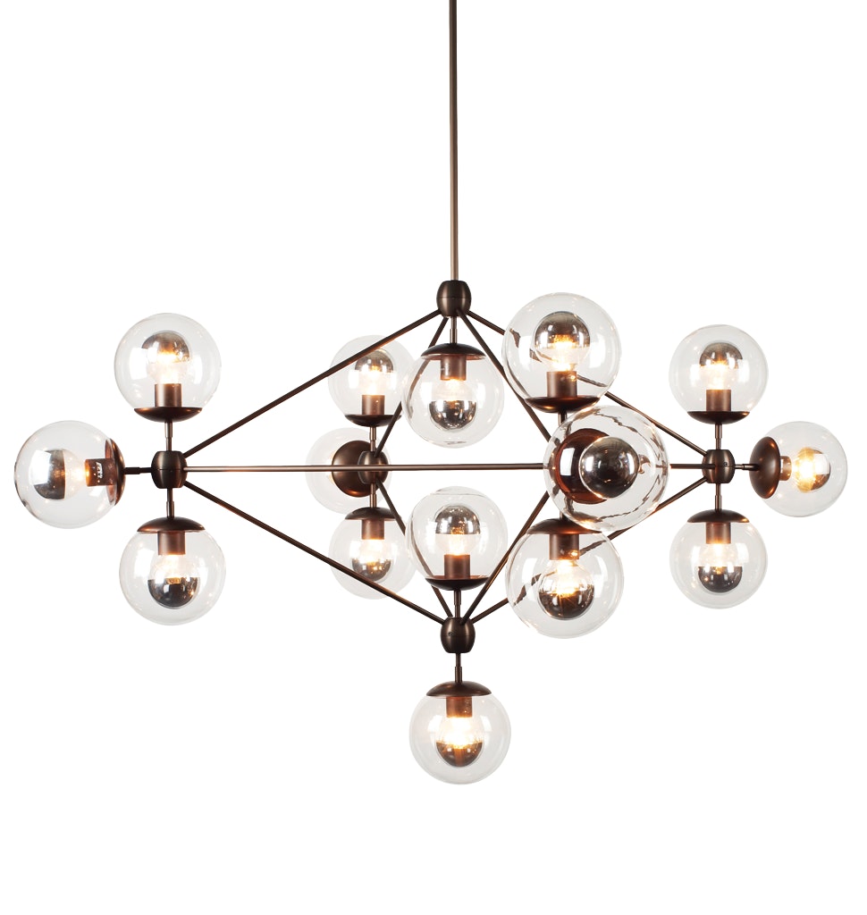 Modo Chandelier,  4 Sided,   15 Globe