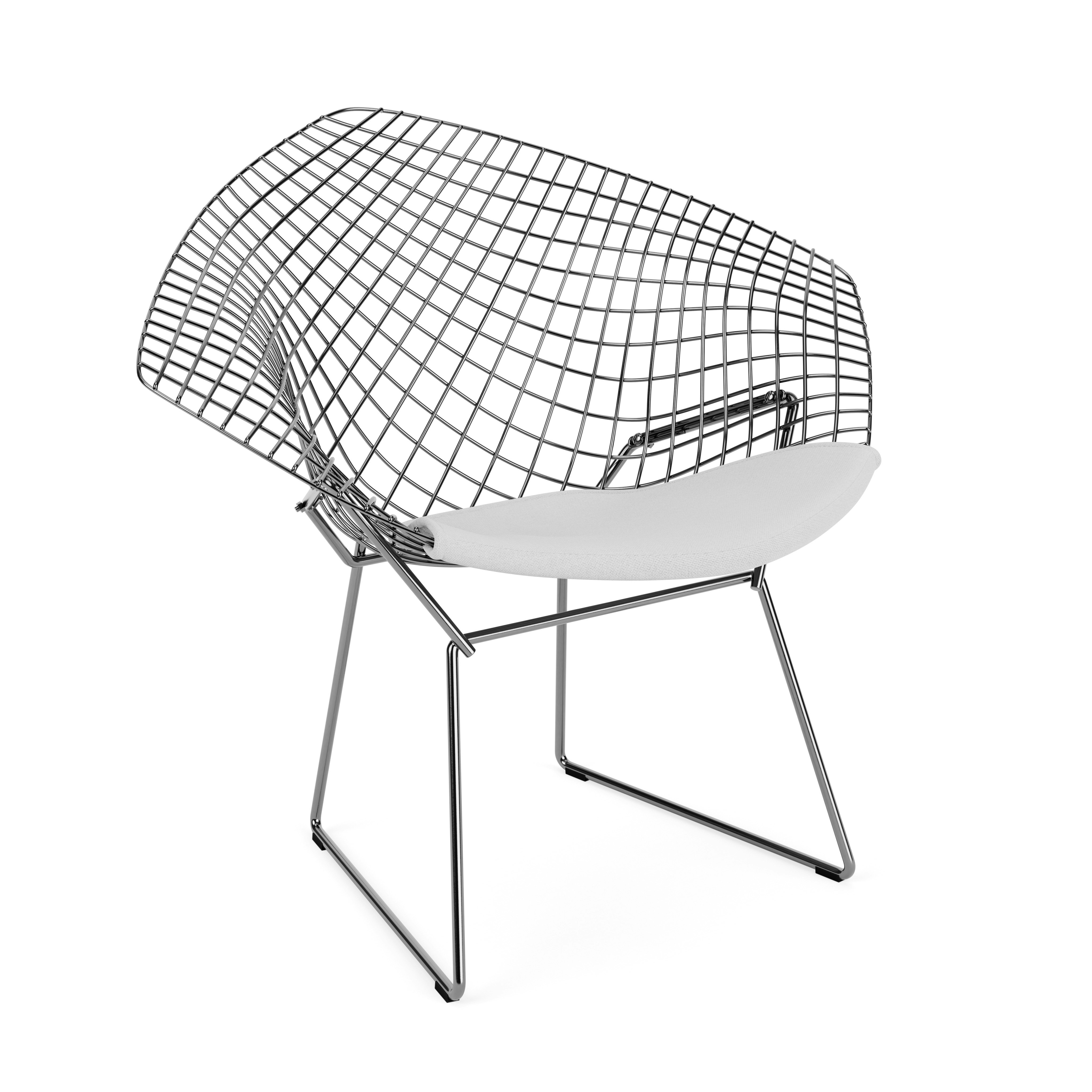 Bertoia Diamond Chair, Polished Chrome, Seat Pad, Crossroad, Moon Light