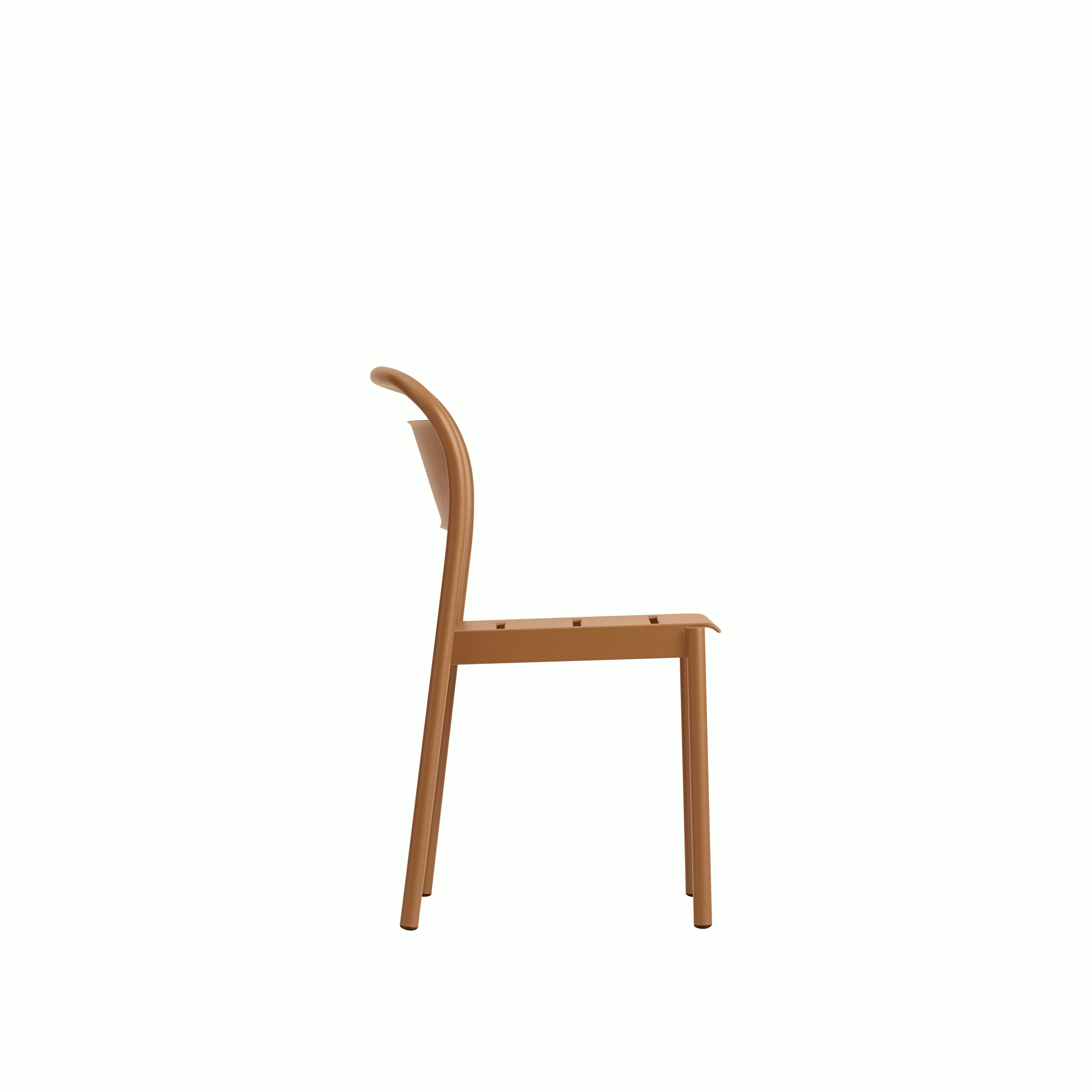 Linear steel armchair burnt orange angle v2 Muuto