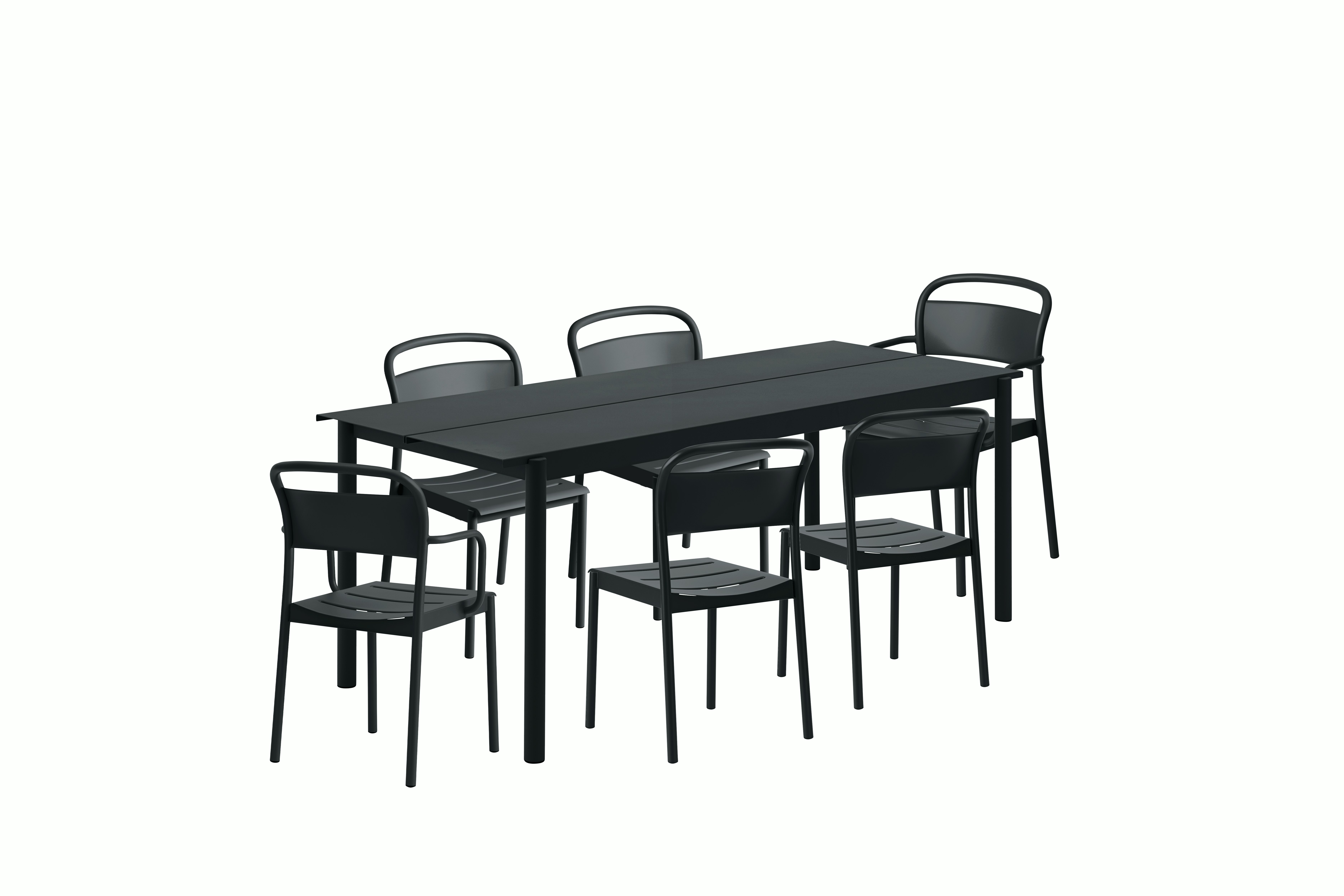 Linear Dining Set - 79" Table,  2 Armchairs,  & 4 Side Chairs,  Black"