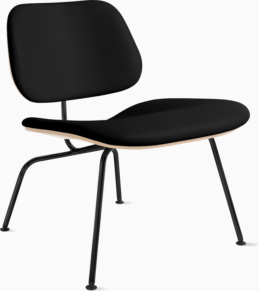 Eames Molded Plywood Lounge Chair Metal Base (LCM) - Upholstered,  White Ash,  Prone Leather,  Obsidian,  Black