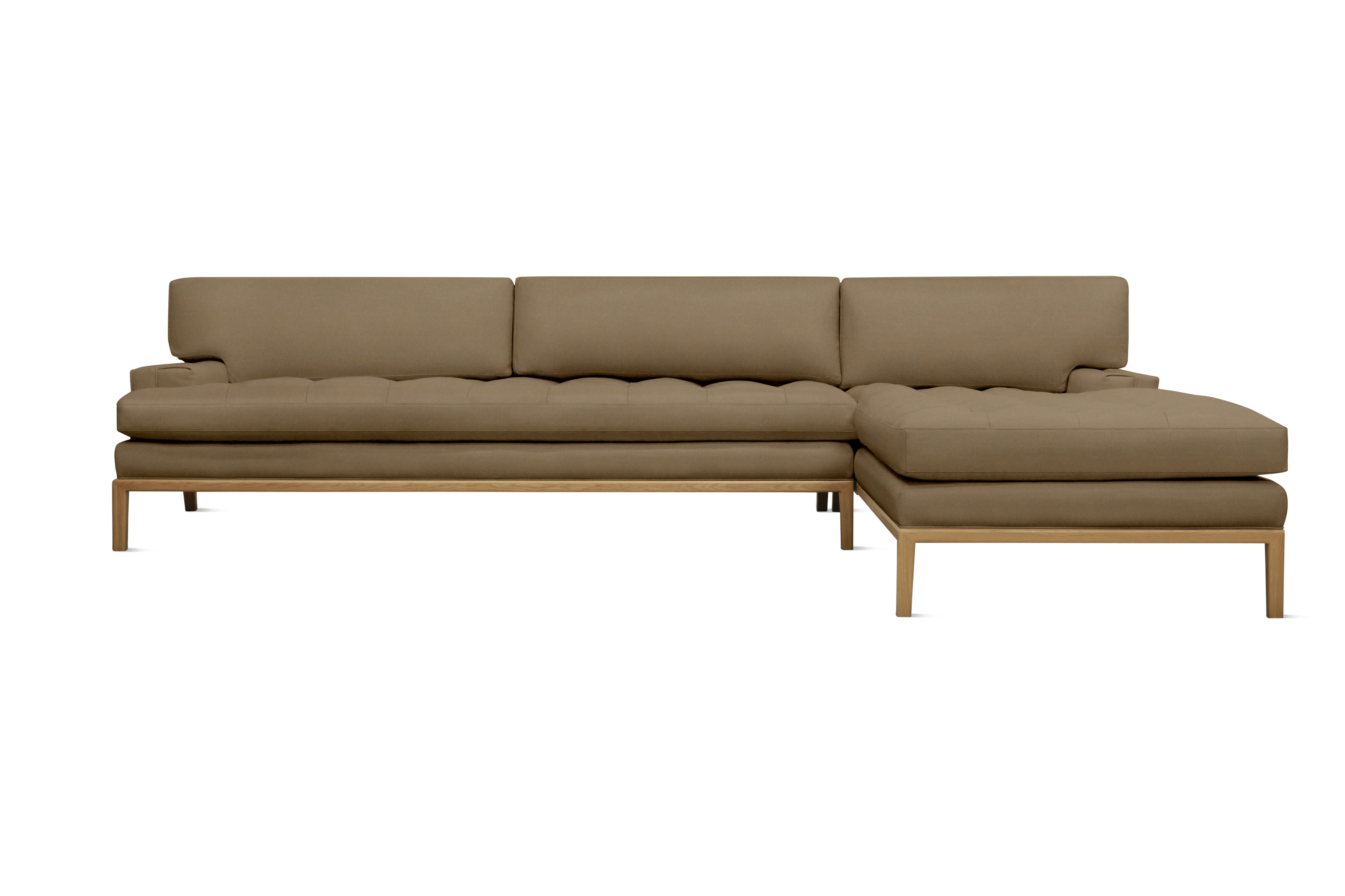 Forster Sectional with Chaise - Right,  Marquis Velvet,  Cocoa,  Oak