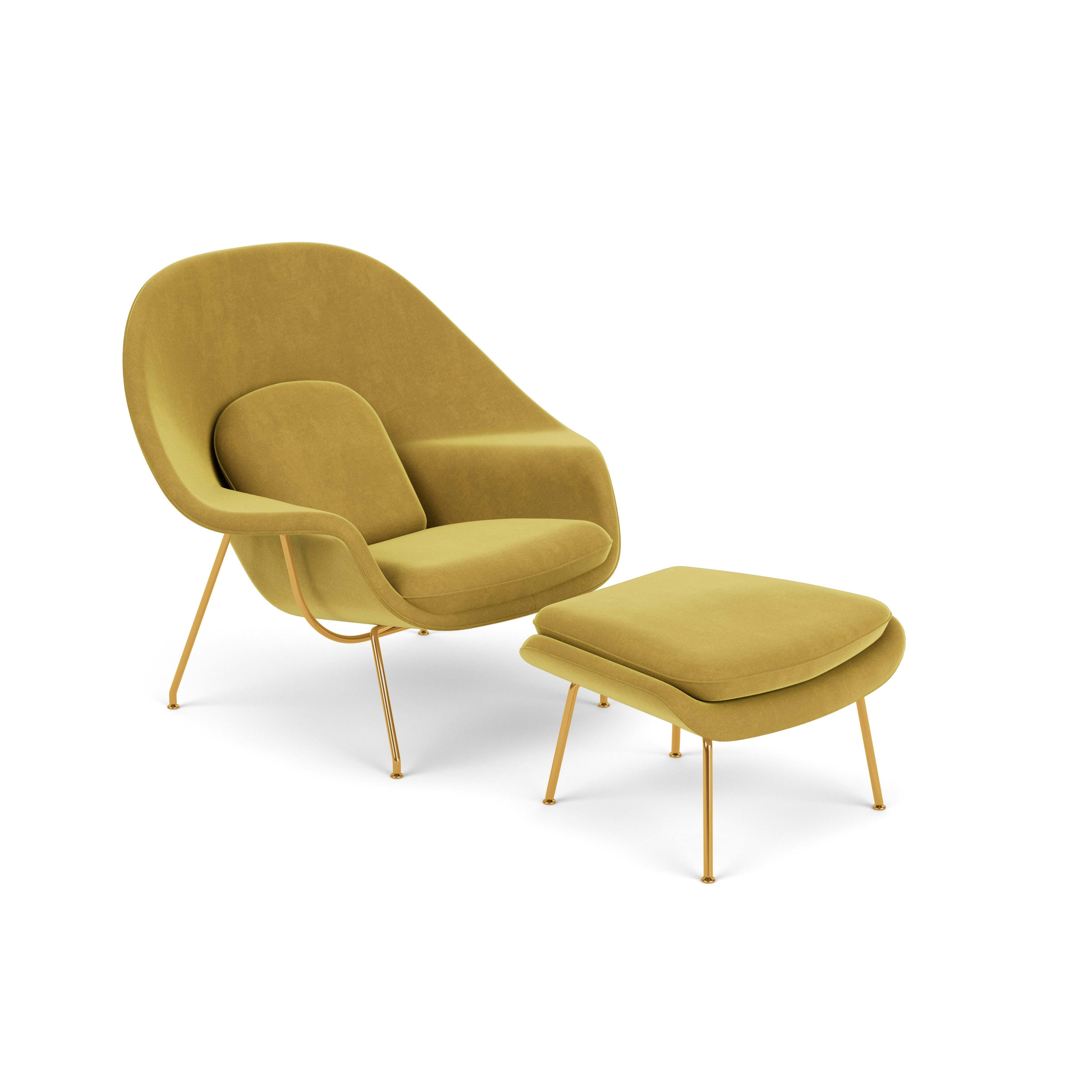 Womb Chair and Ottoman - Standard,  Knoll Velvet,  Amarillo,  Gold