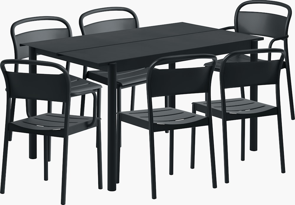 Linear Dining Set - 55" Table,  2 Armchairs,  & 4 Side Chairs,  Black"