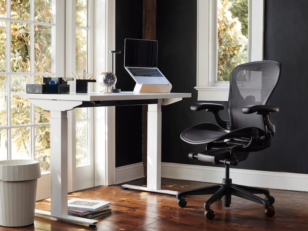 Aeron Chair and Nevi sit to stand desk