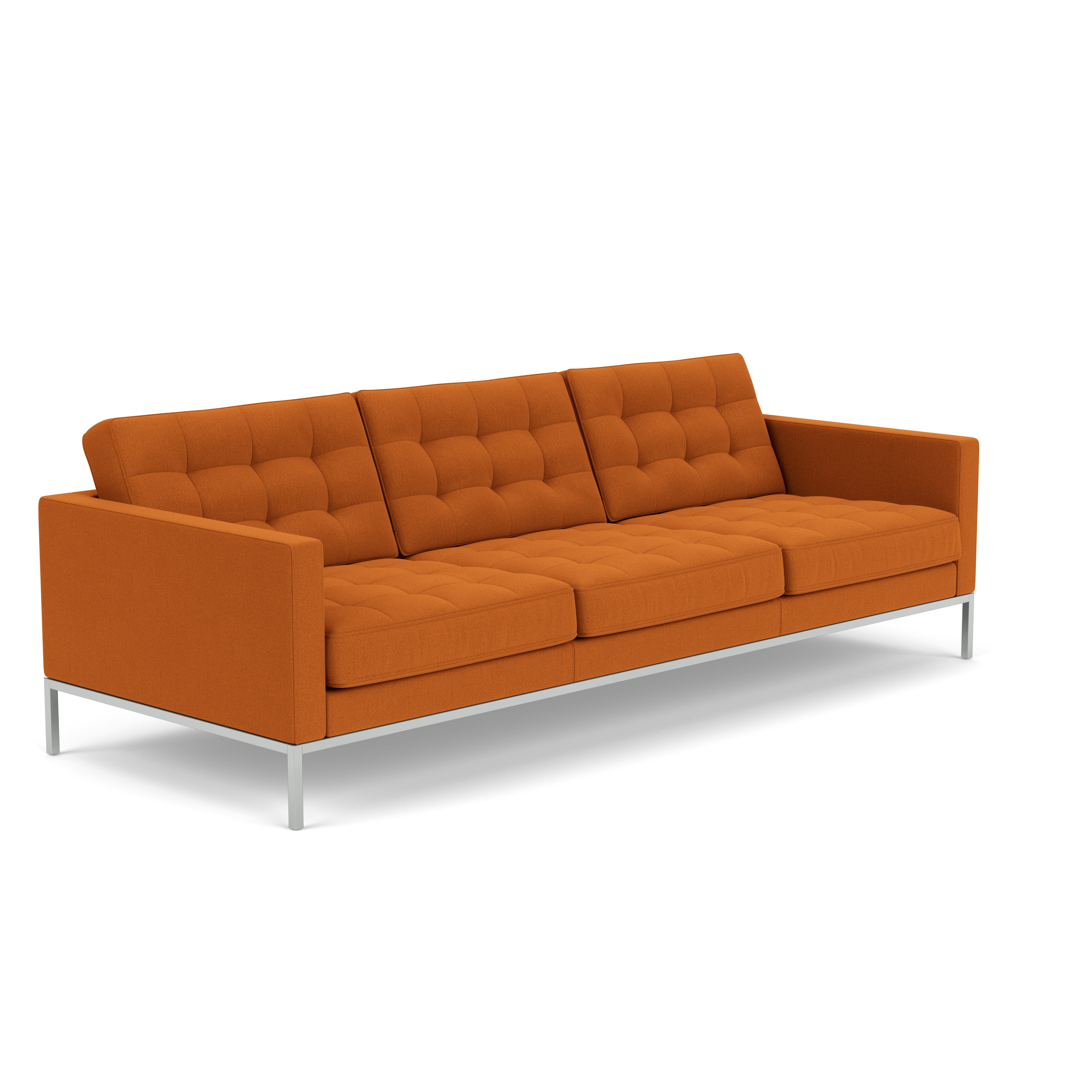 Florence Knoll Relaxed Sofa - Two Seater, Hourglass, Sunshine, Pol Chrome
