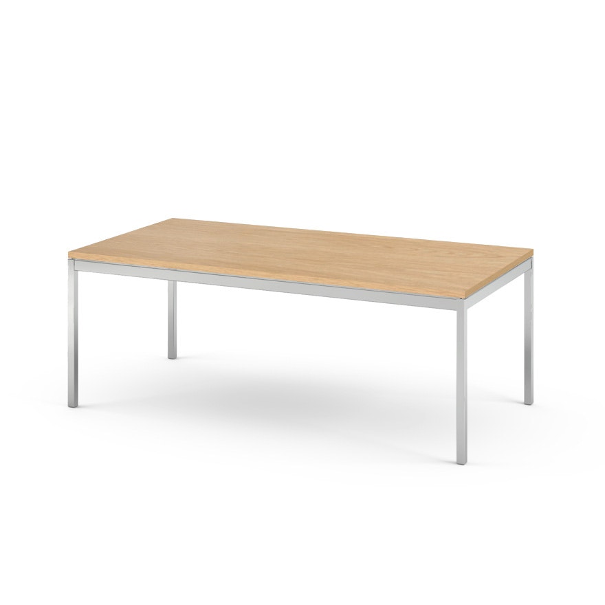 Florence Knoll Rectangular Coffee Table - 45 X 22, 17, Light Oak, Polished Chrome