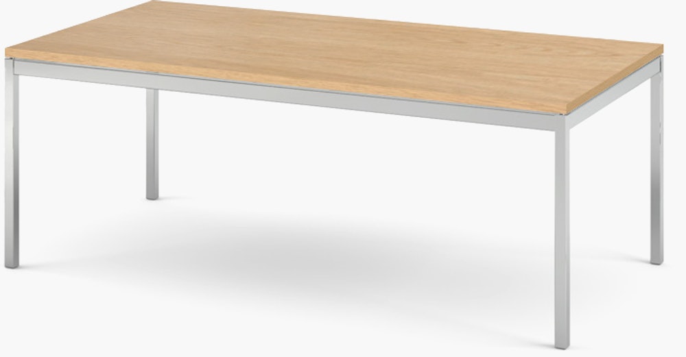 Florence Knoll Rectangular Coffee Table - 45 X 22, 17, Light Oak, Polished Chrome