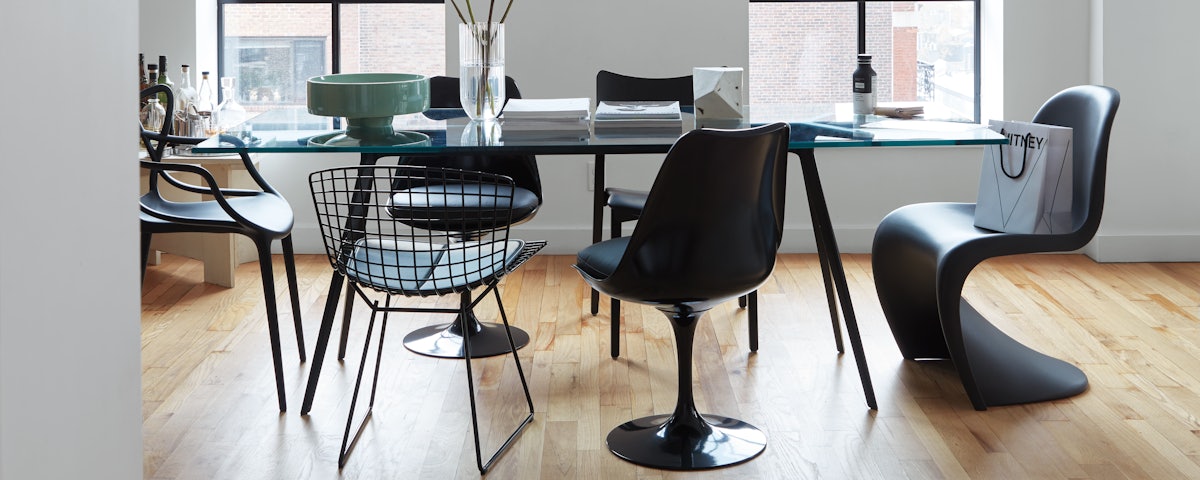 Baguette Table with mixed chairs in dining room setting