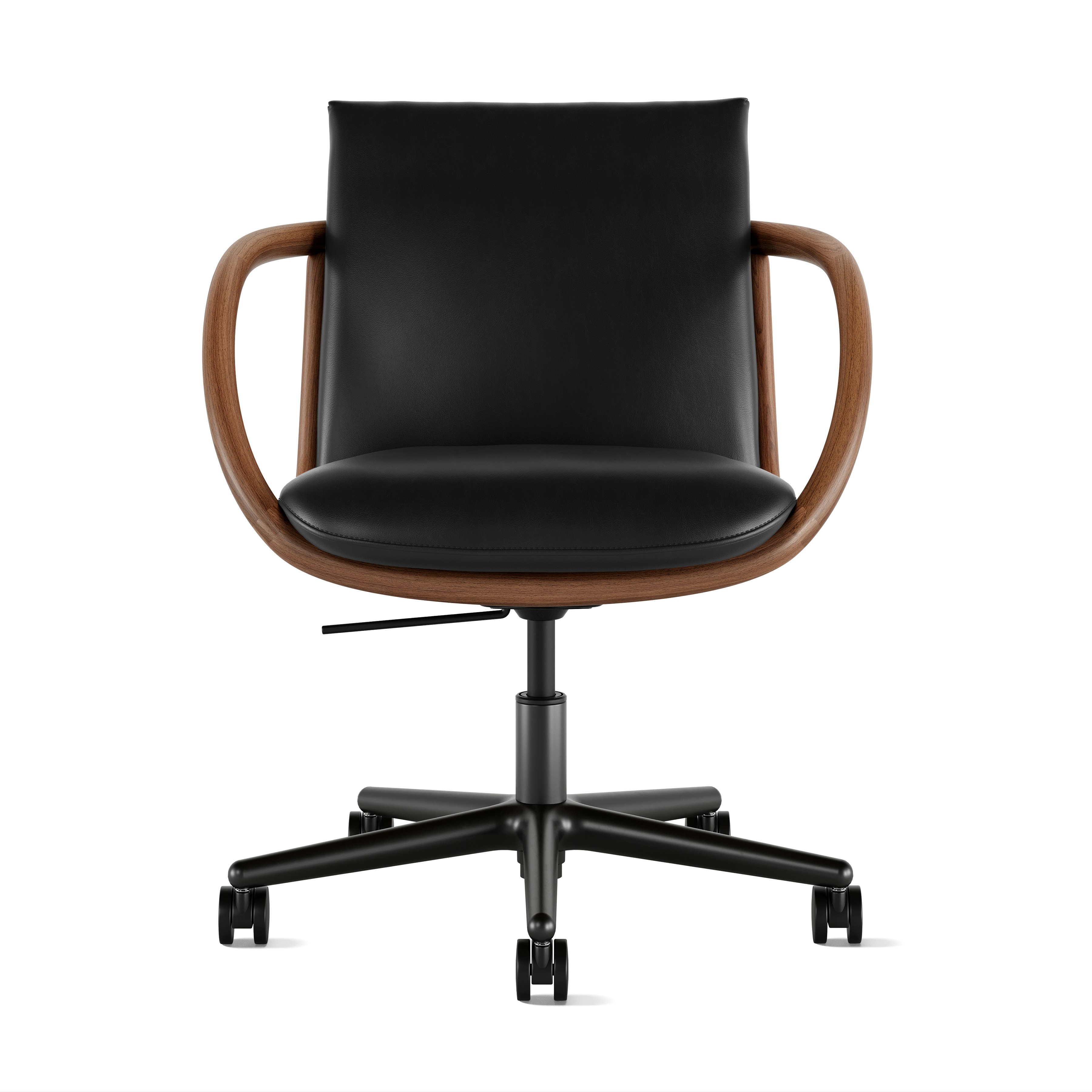 Full Loop Task Chair - Bristol Leather Black,  Walnut,  Black