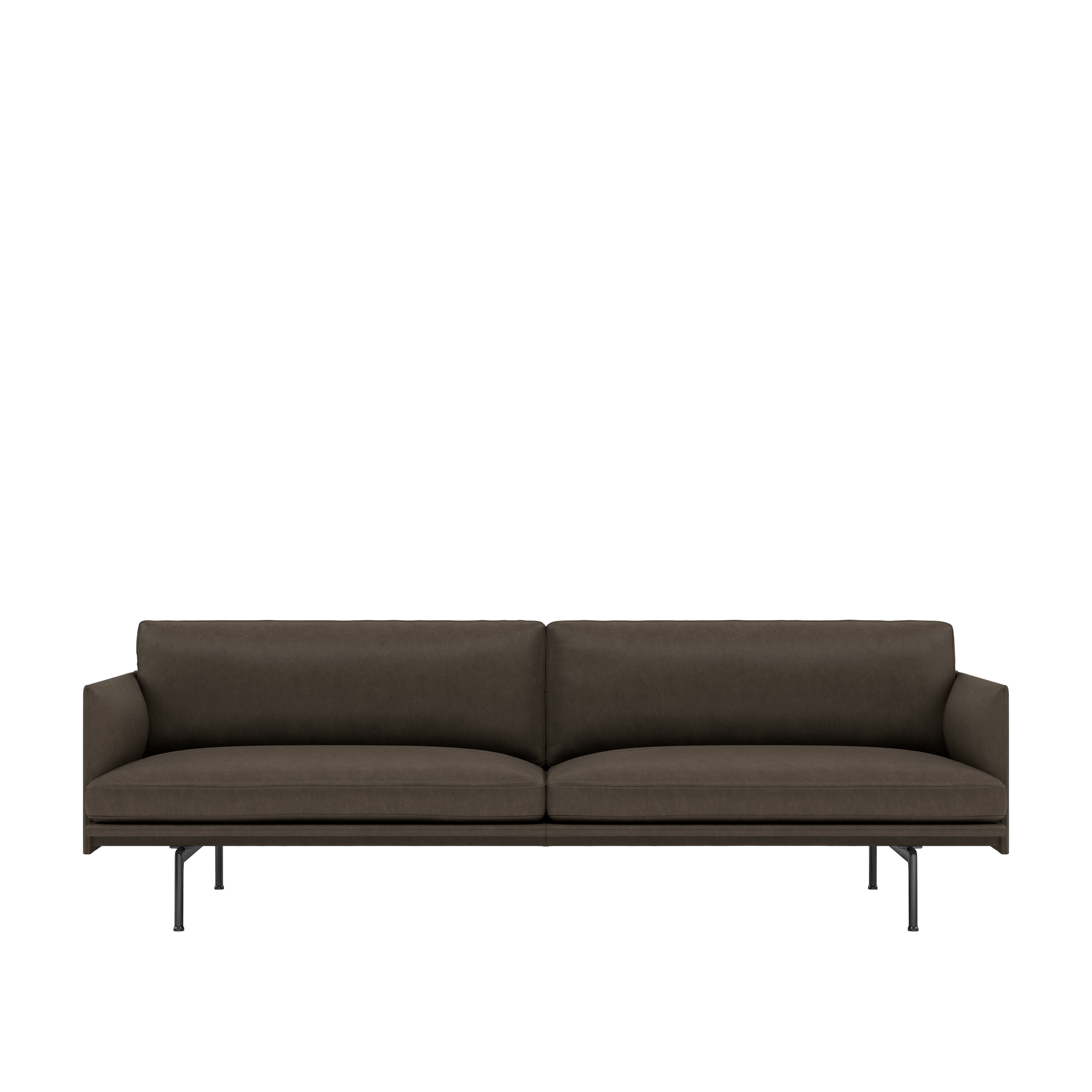 Outline Sofa, 3-Seater, Black, Grace Leather ,  Dark Brown