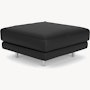 D'Urso Ottoman - Volo Leather, Black, Polished Chrome