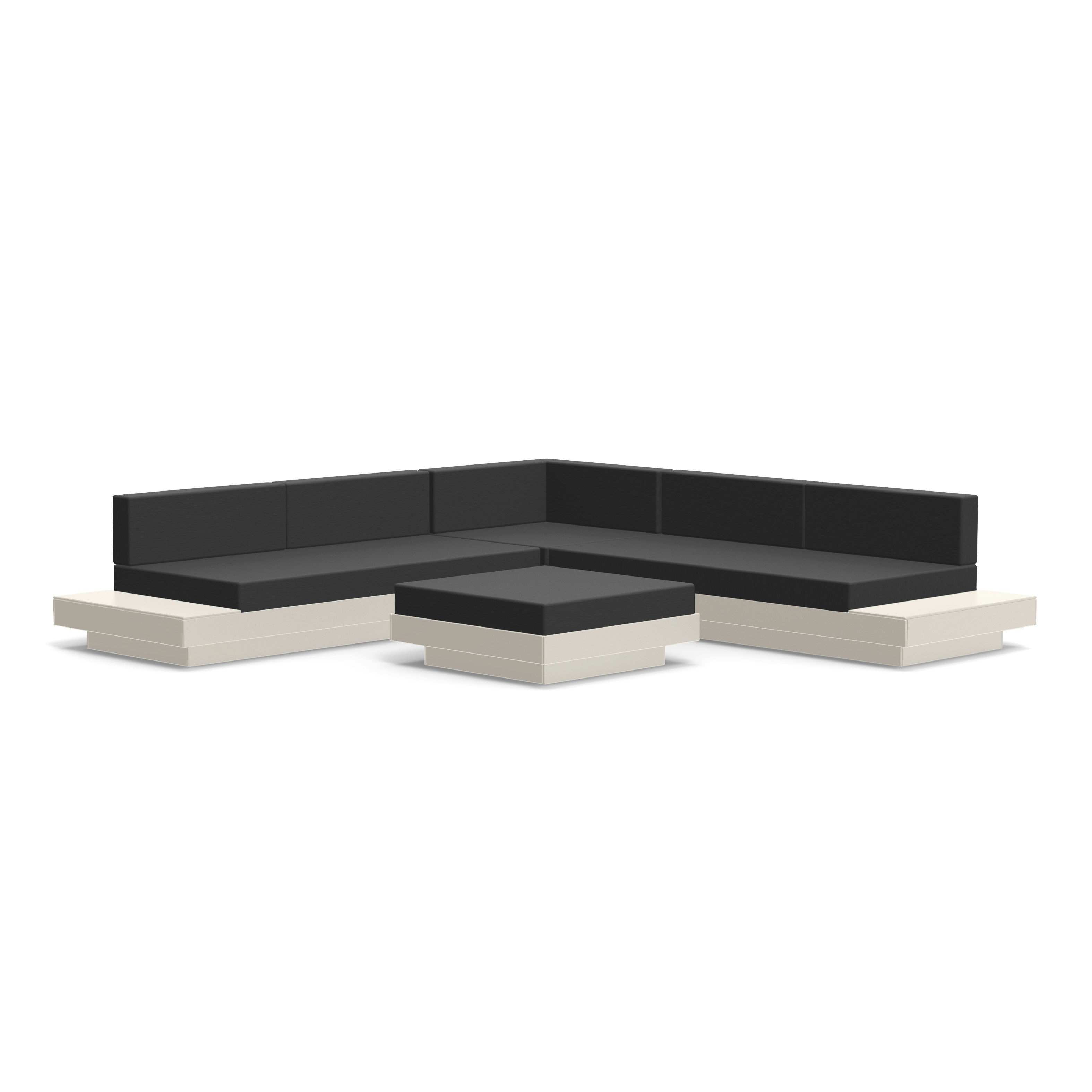 Platform One Corner Sectional with Ottoman - Fog,  Cast Charcoal