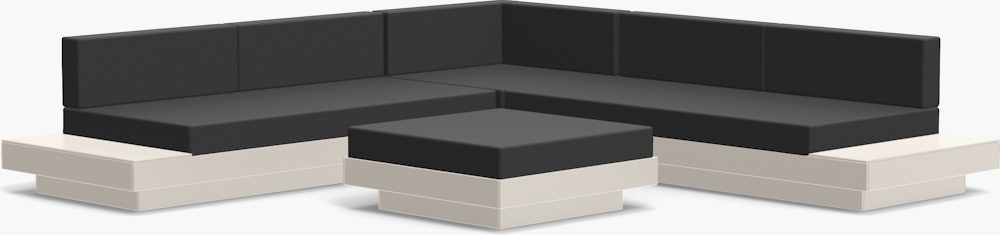 Platform One Corner Sectional with Ottoman - Fog,  Cast Charcoal