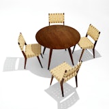 Risom Round Dining Table and webbed Risom side chairs