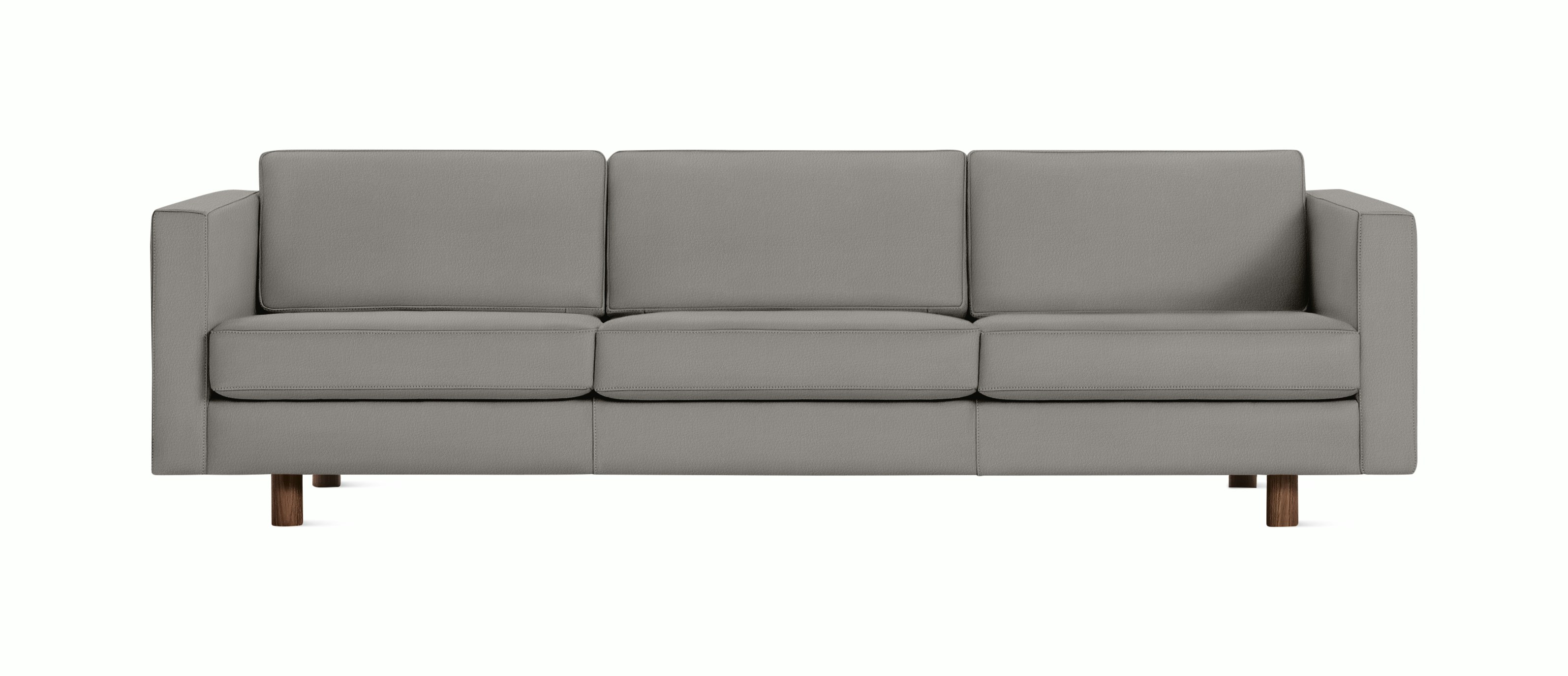 Lispenard Sofa three seater in gray leather with 4" legs.