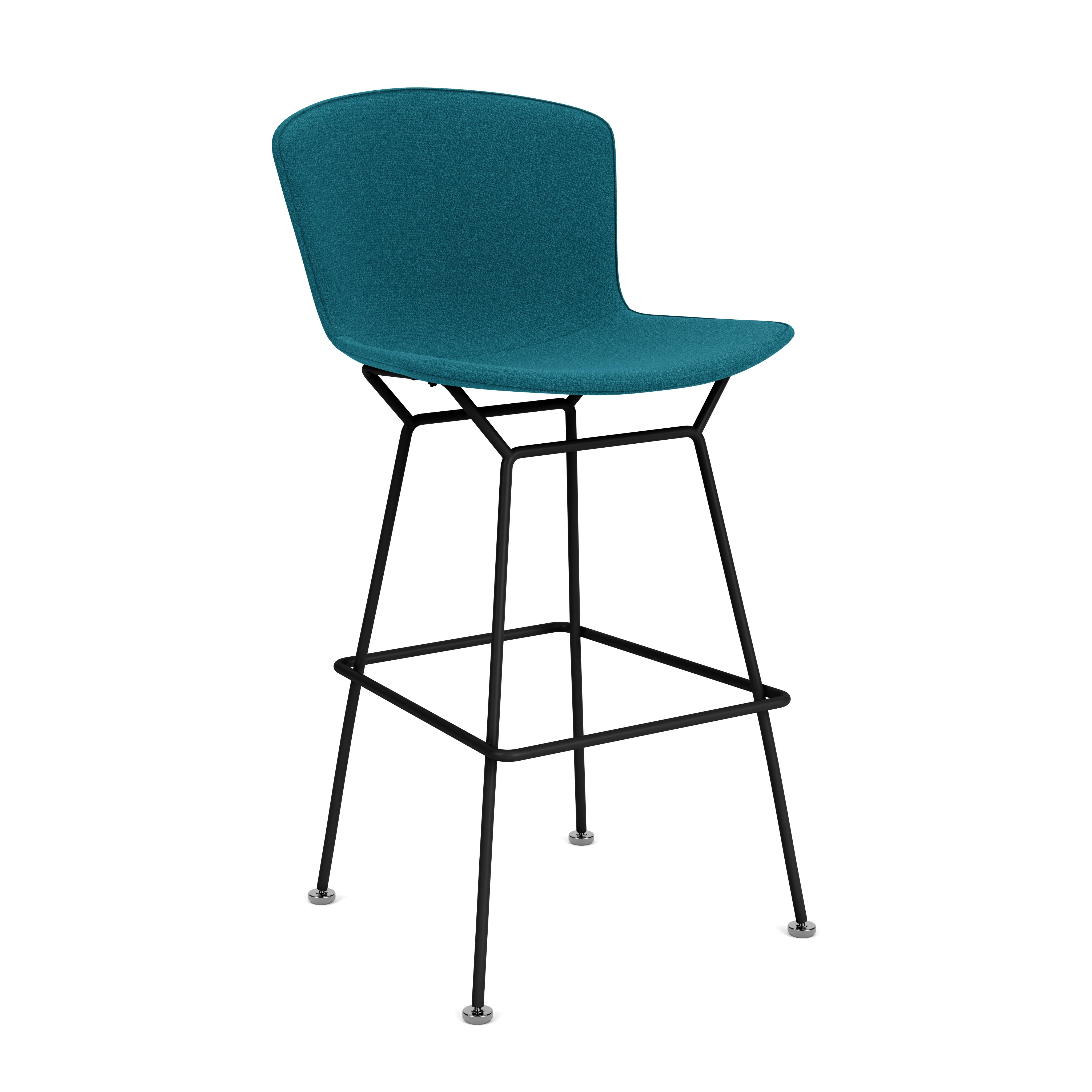 Bertoia Barstool W/ Full Cover - Black, Classic Boucle, Aegean