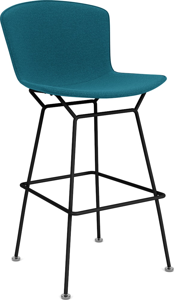 Bertoia Barstool W/ Full Cover - Black, Classic Boucle, Aegean